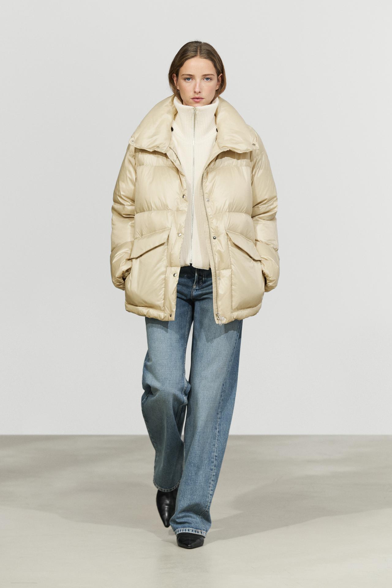 High-neck down jacket — CREAM