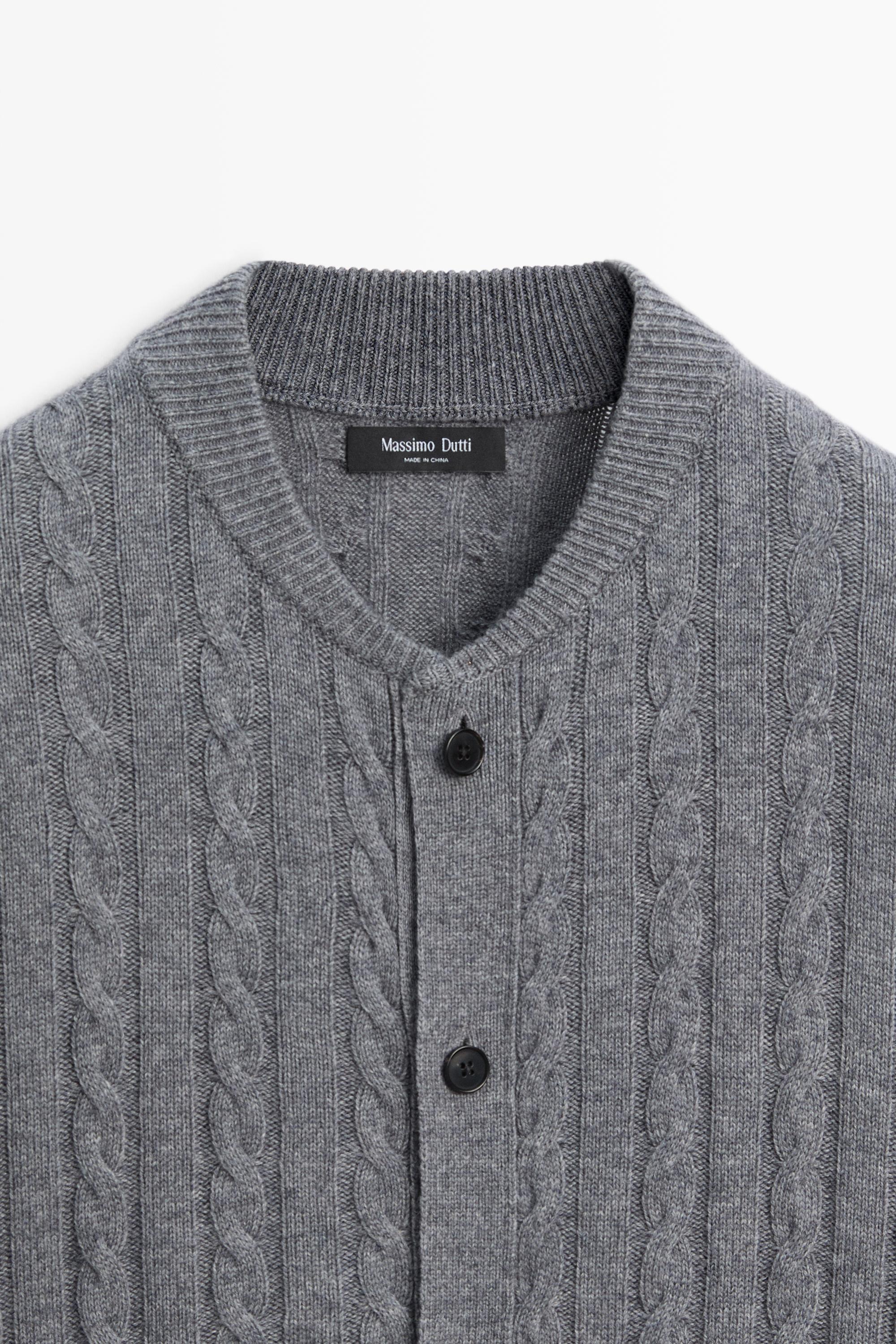 Braided knit bomber cardigan — ANTHRACITE GREY