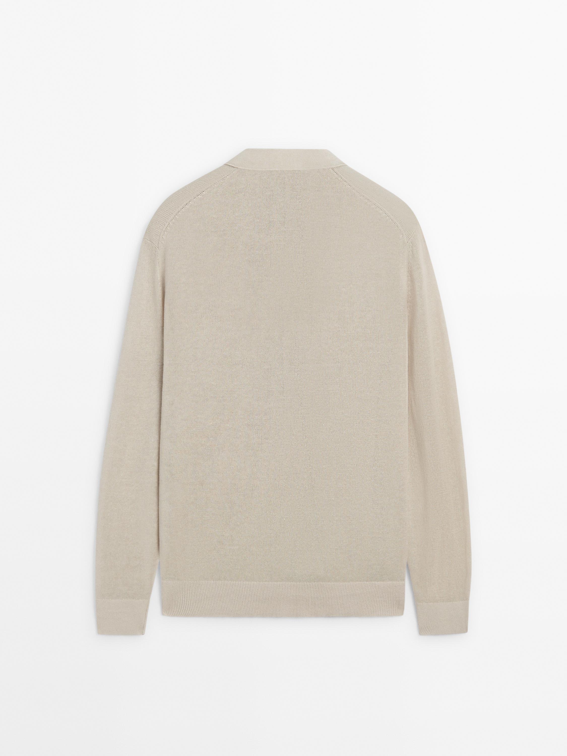 Linen blend V-neck cardigan