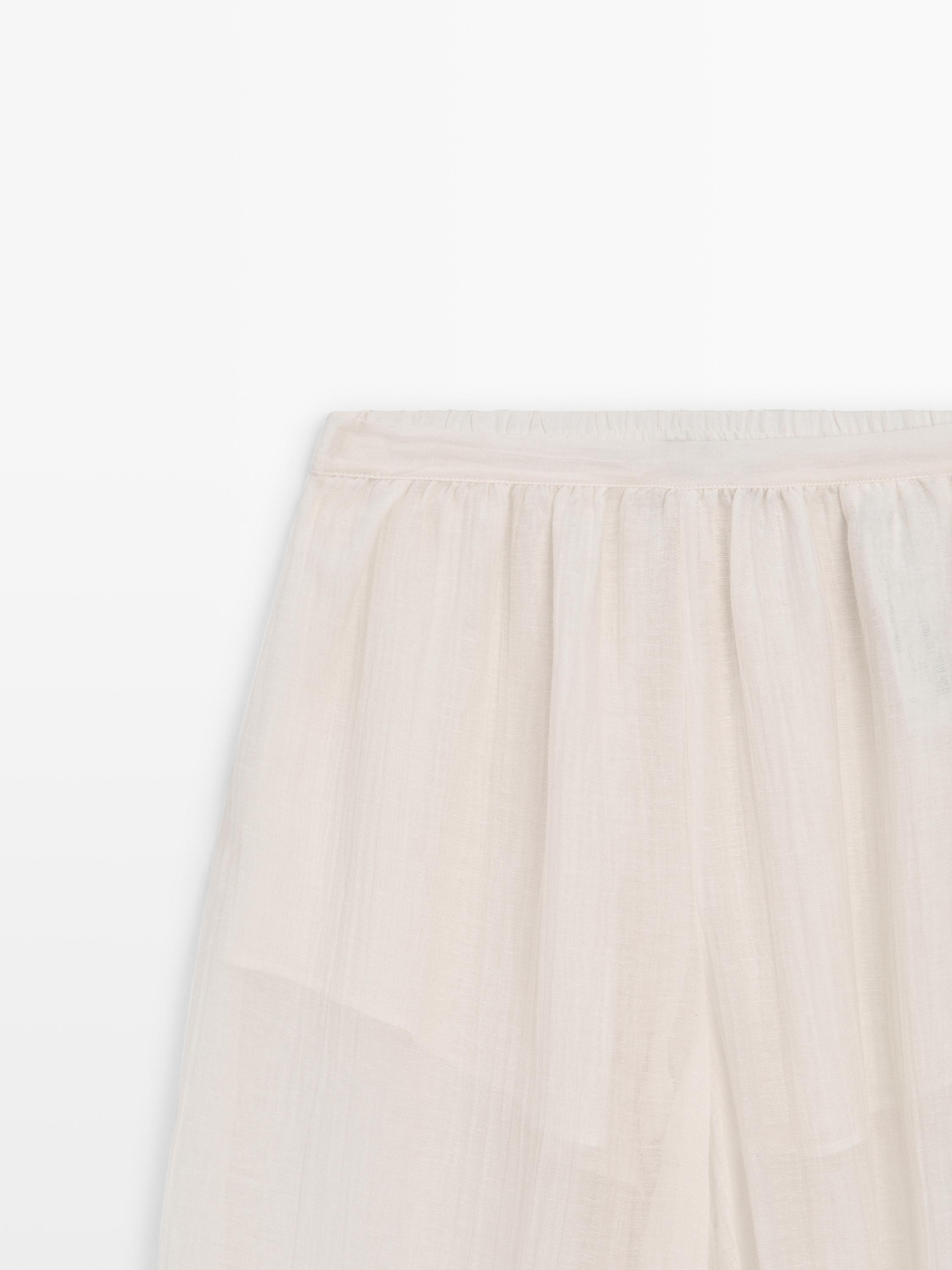 Flowing sarouel trousers with pleated detail — IVORY