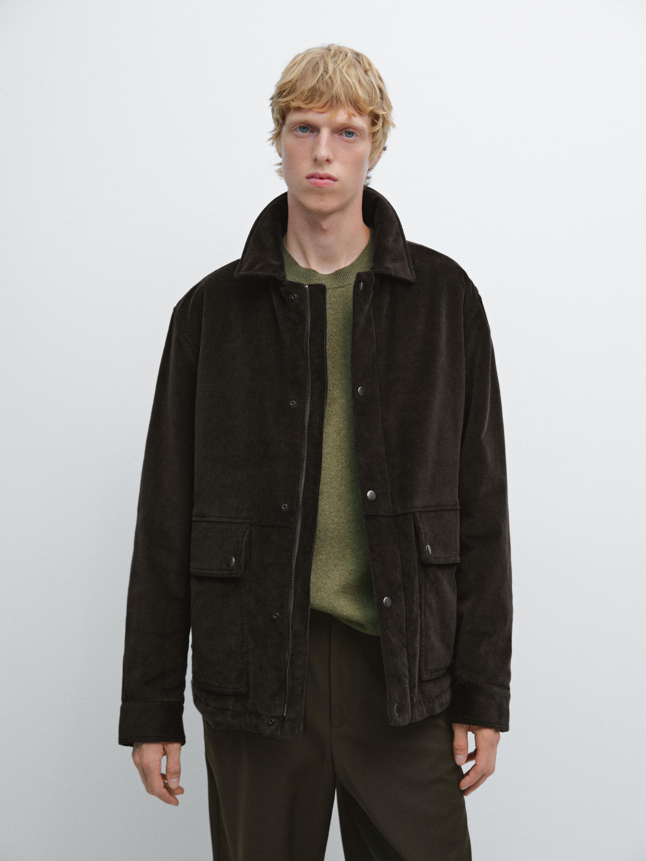 口袋裝飾燈芯絨外套