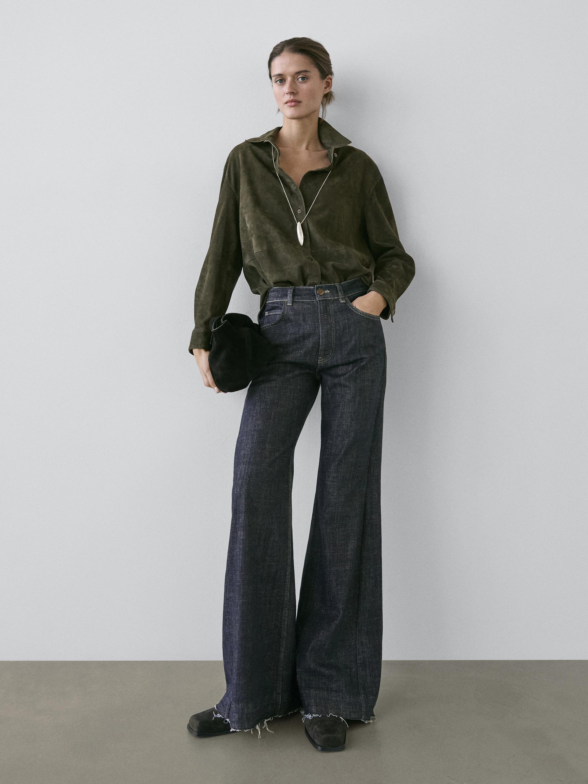 Jean Flare Taille Haute - Bleu Sombre - 36 - Massimo Dutti - Femme