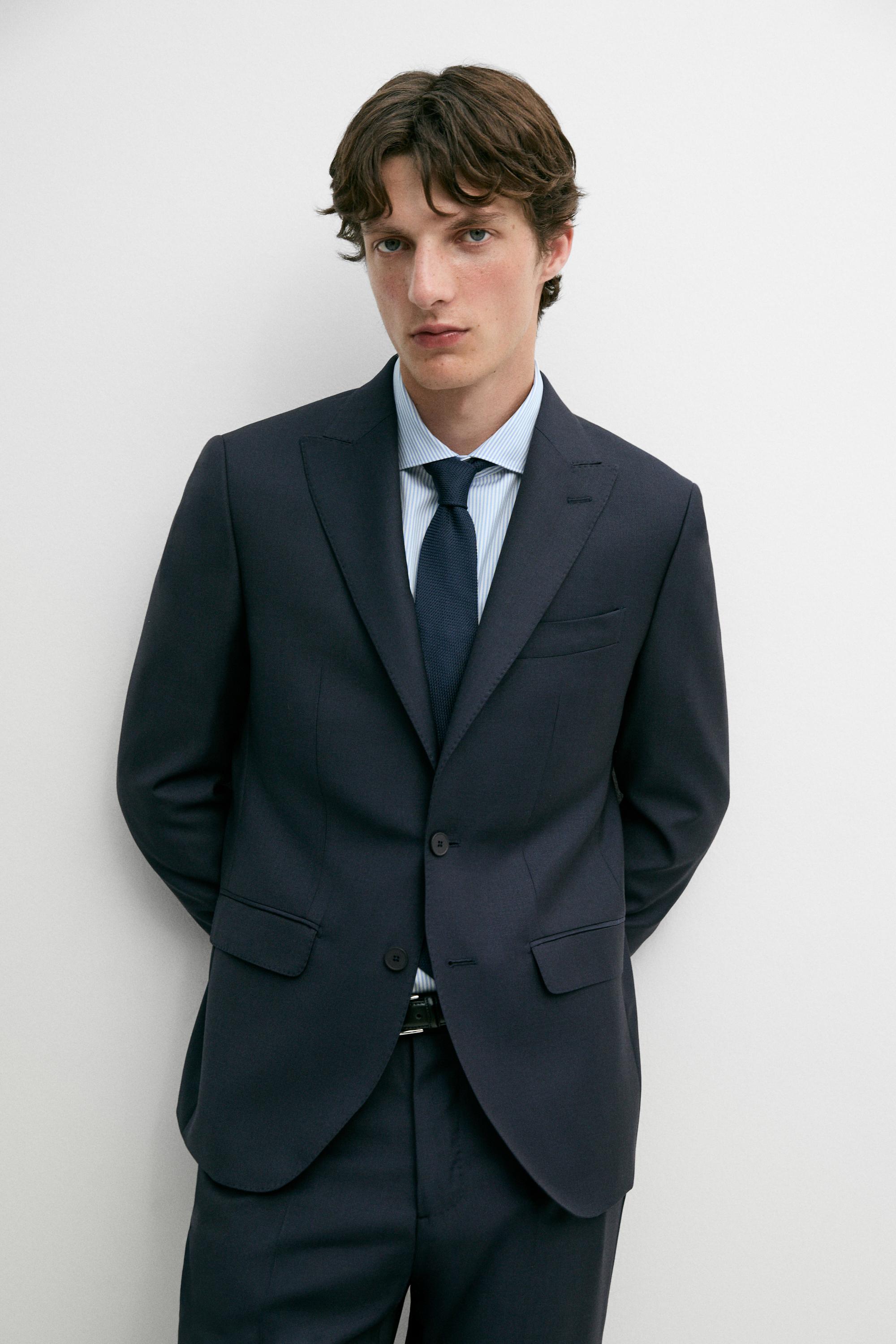 100% wool suit blazer — NAVY BLUE