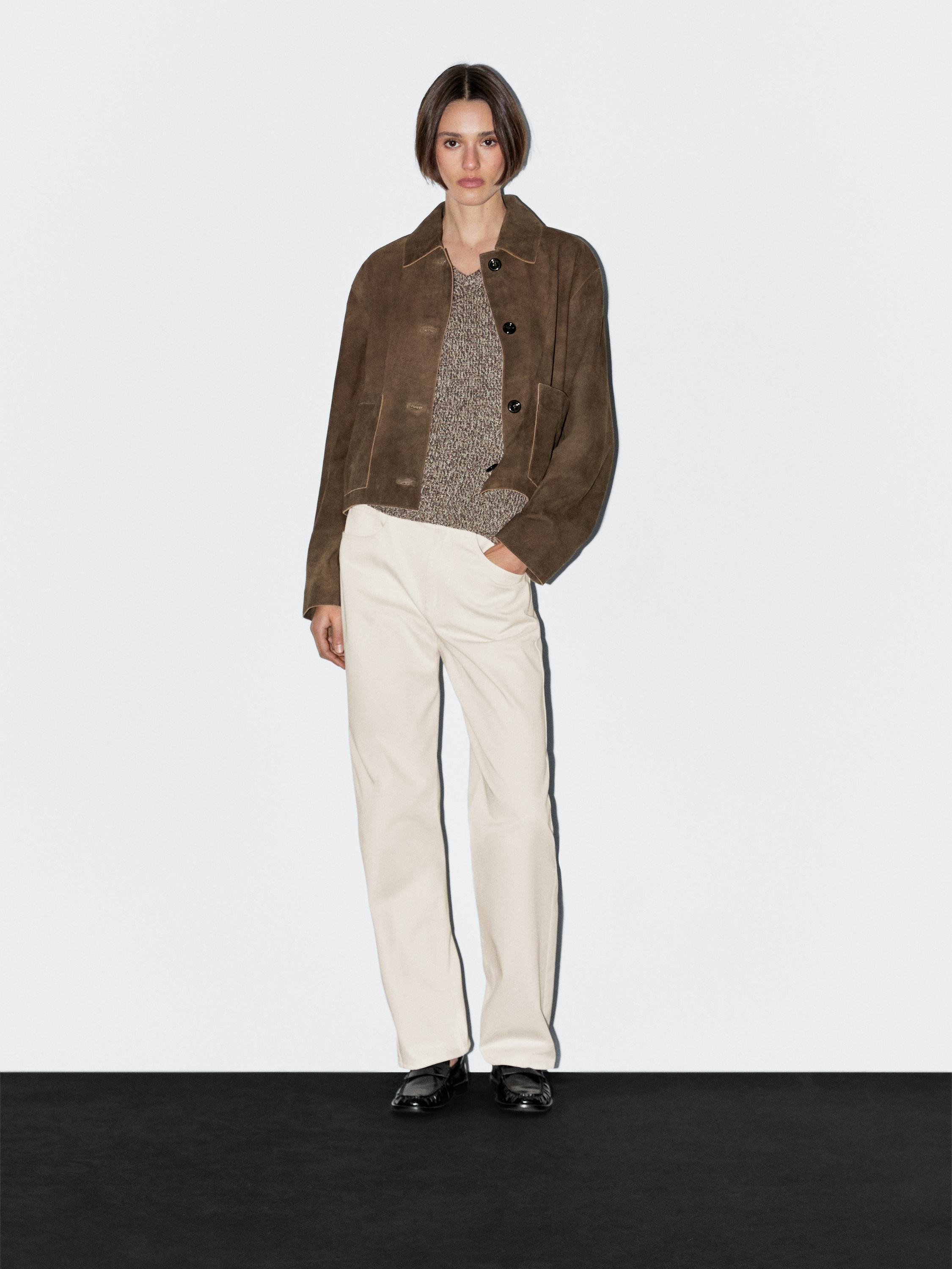 Mid-waist straight-leg trousers · Cream, Navy Blue · Dressy