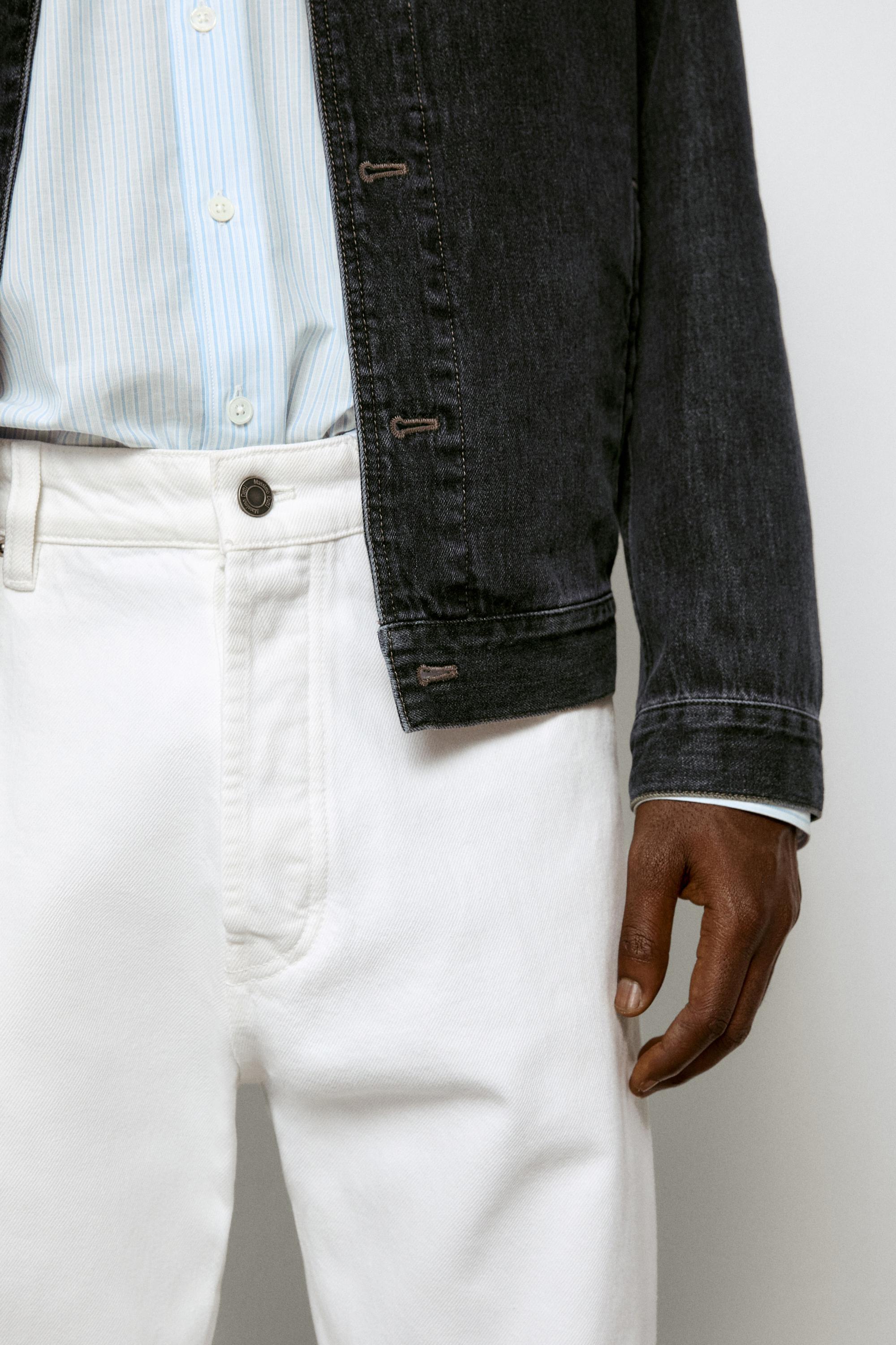 Straight-leg denim-effect pants — WHITE
