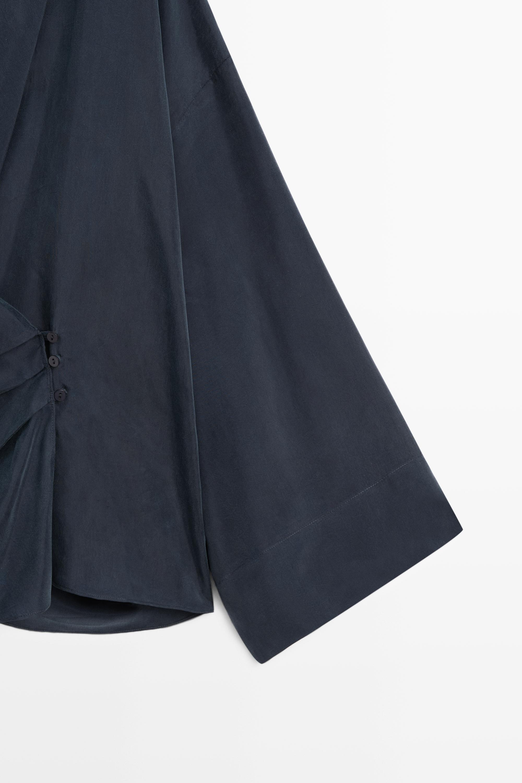 Flowing gathered wrap blouse — NAVY BLUE