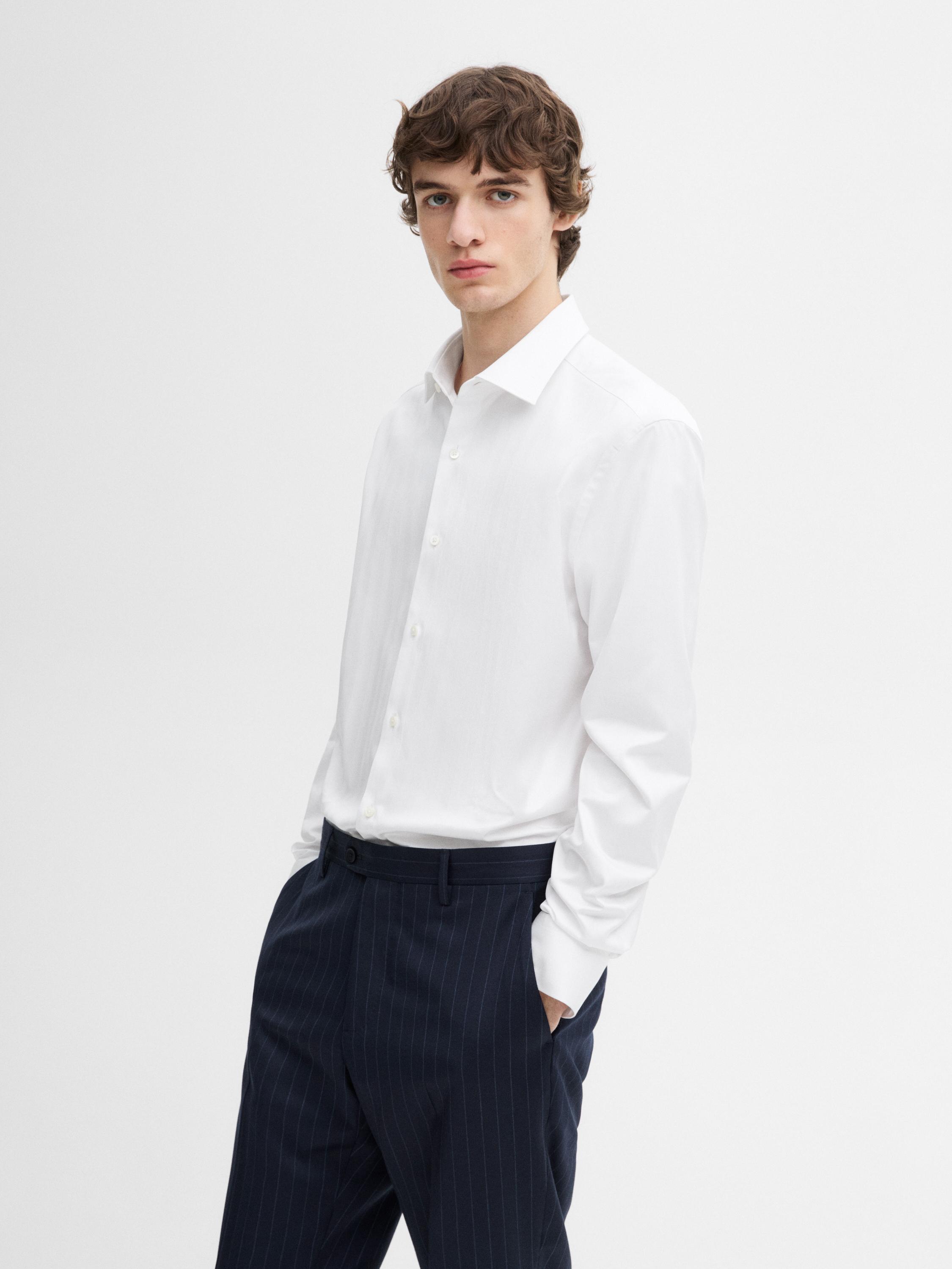Slim fit 100% cotton shirt — WHITE