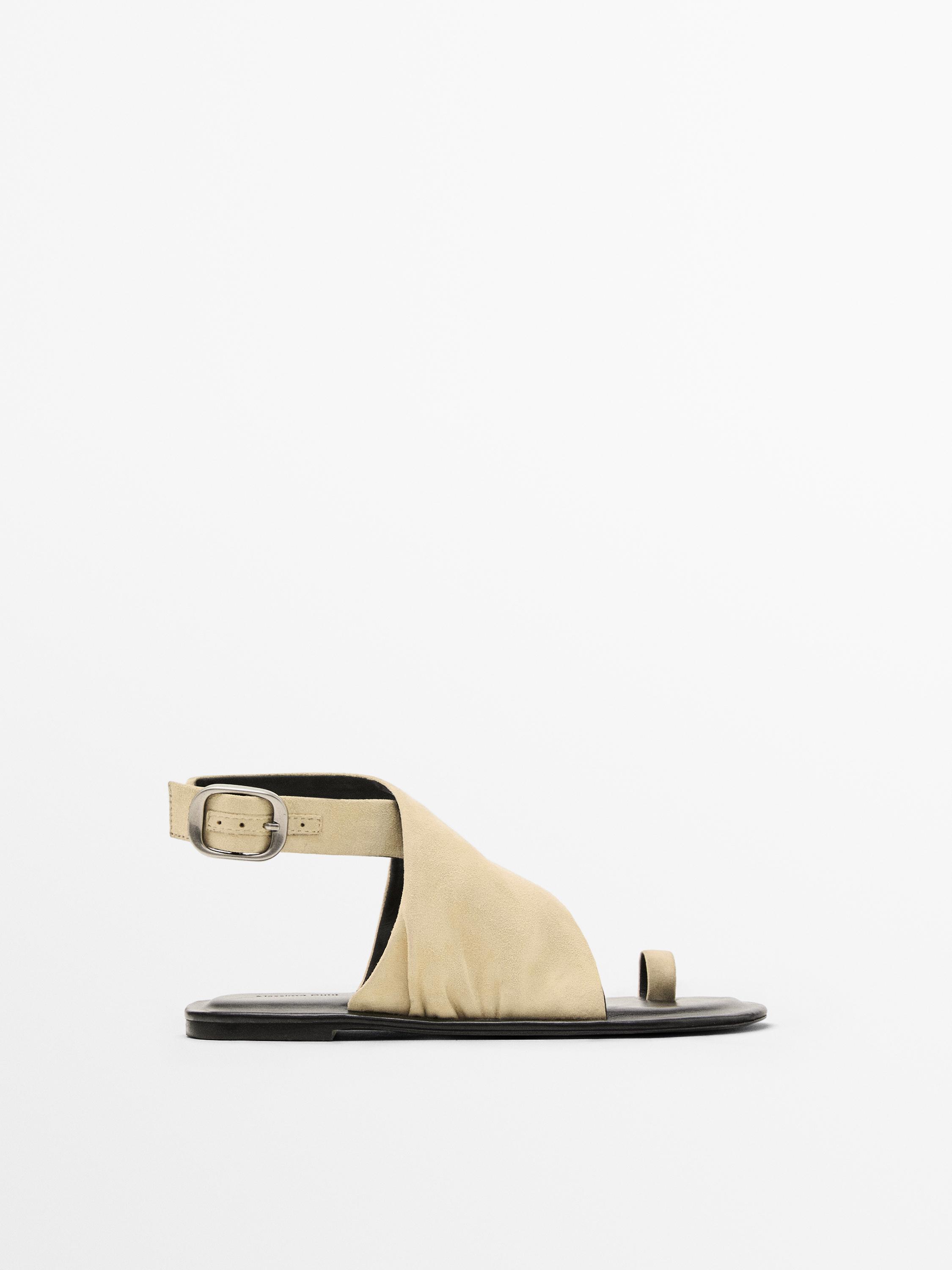 Tubular suede sandals