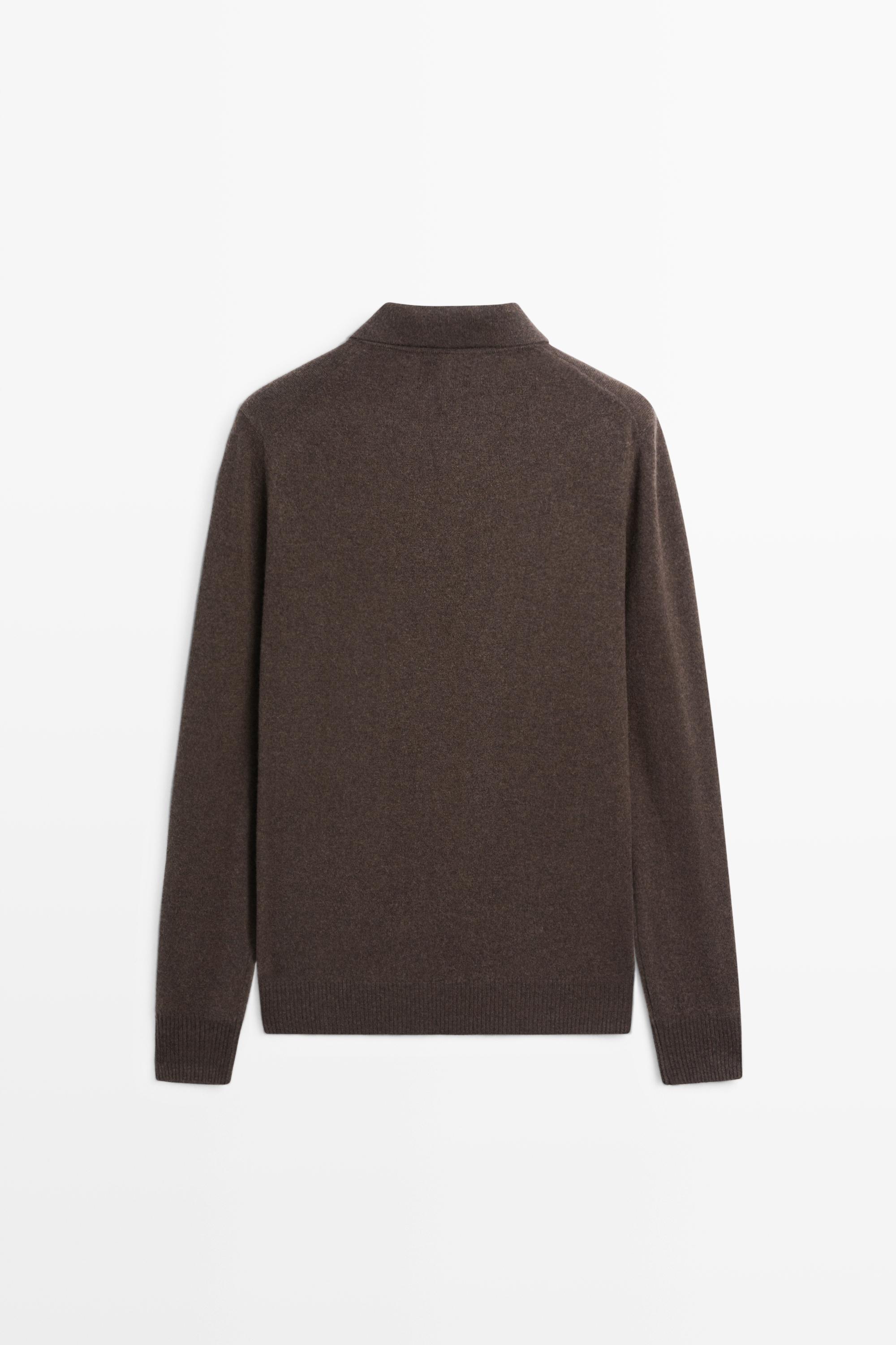 Wool cashmere blend polo sweater