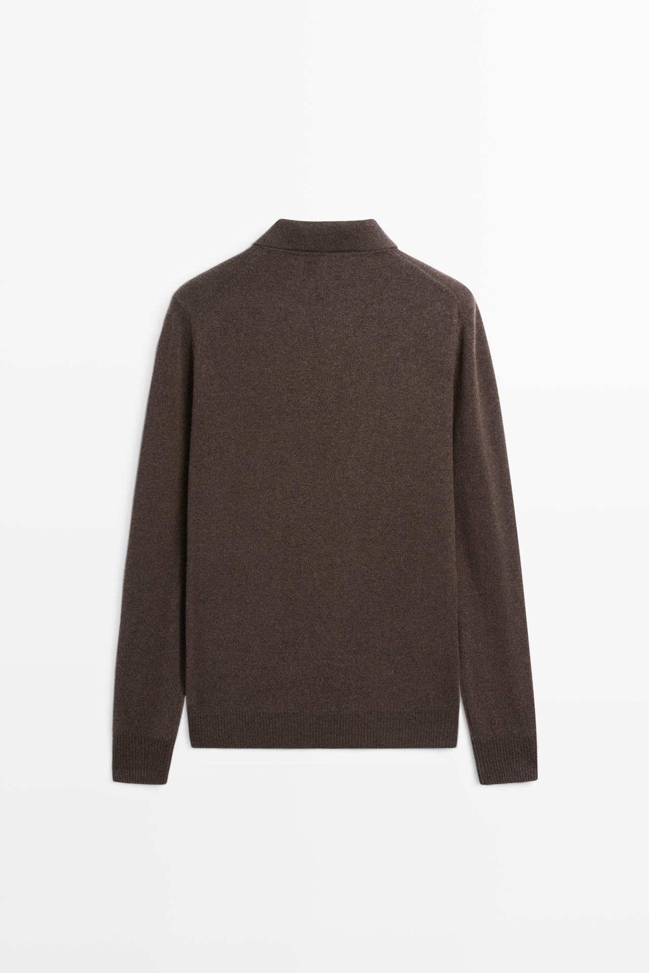 Wool blend polo sweater — Chocolate