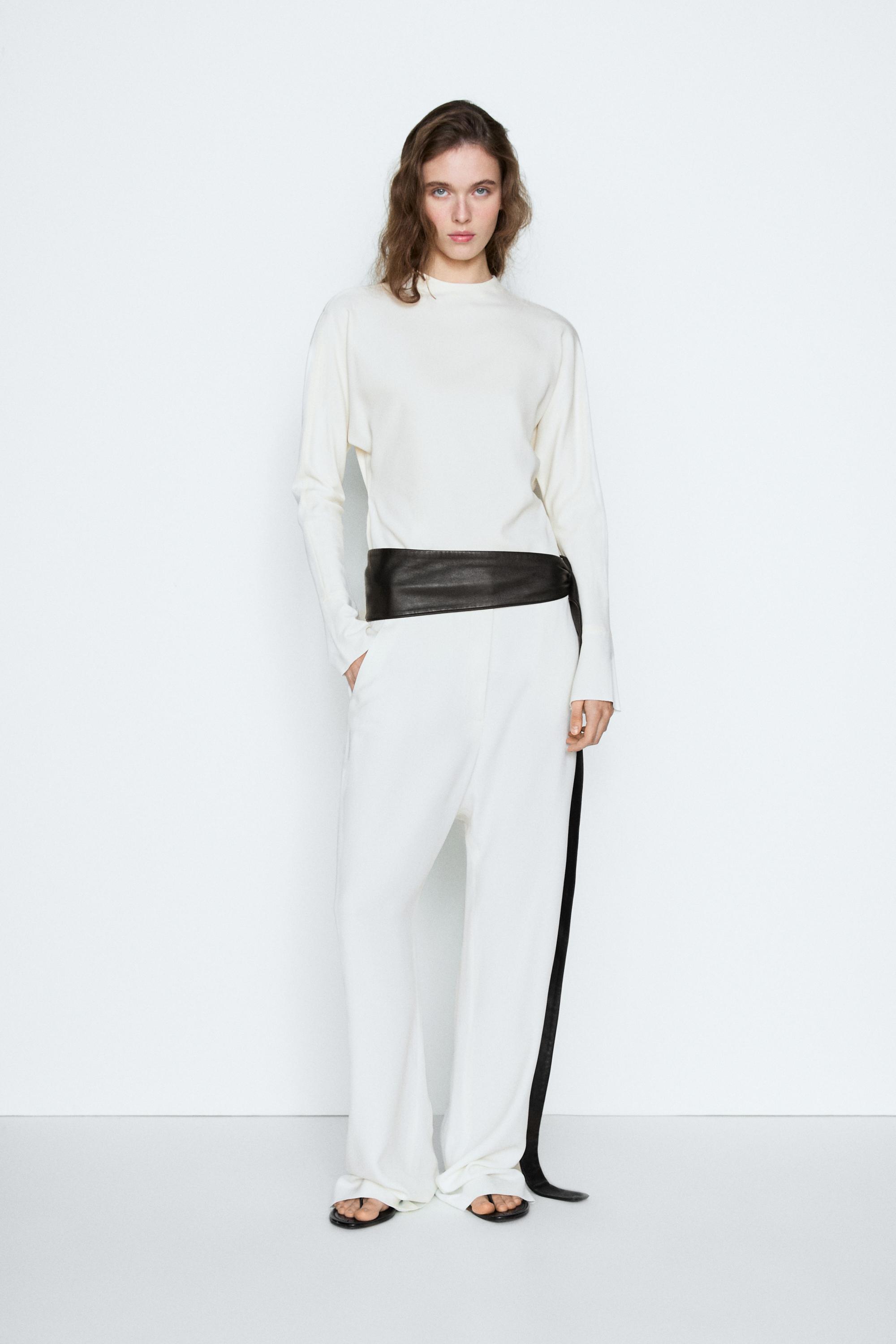 Long sleeve top with back detail — CREAM