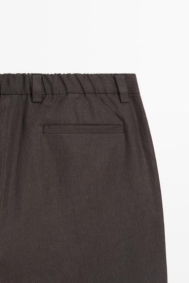 100% linen houndstooth pants — BROWN 7