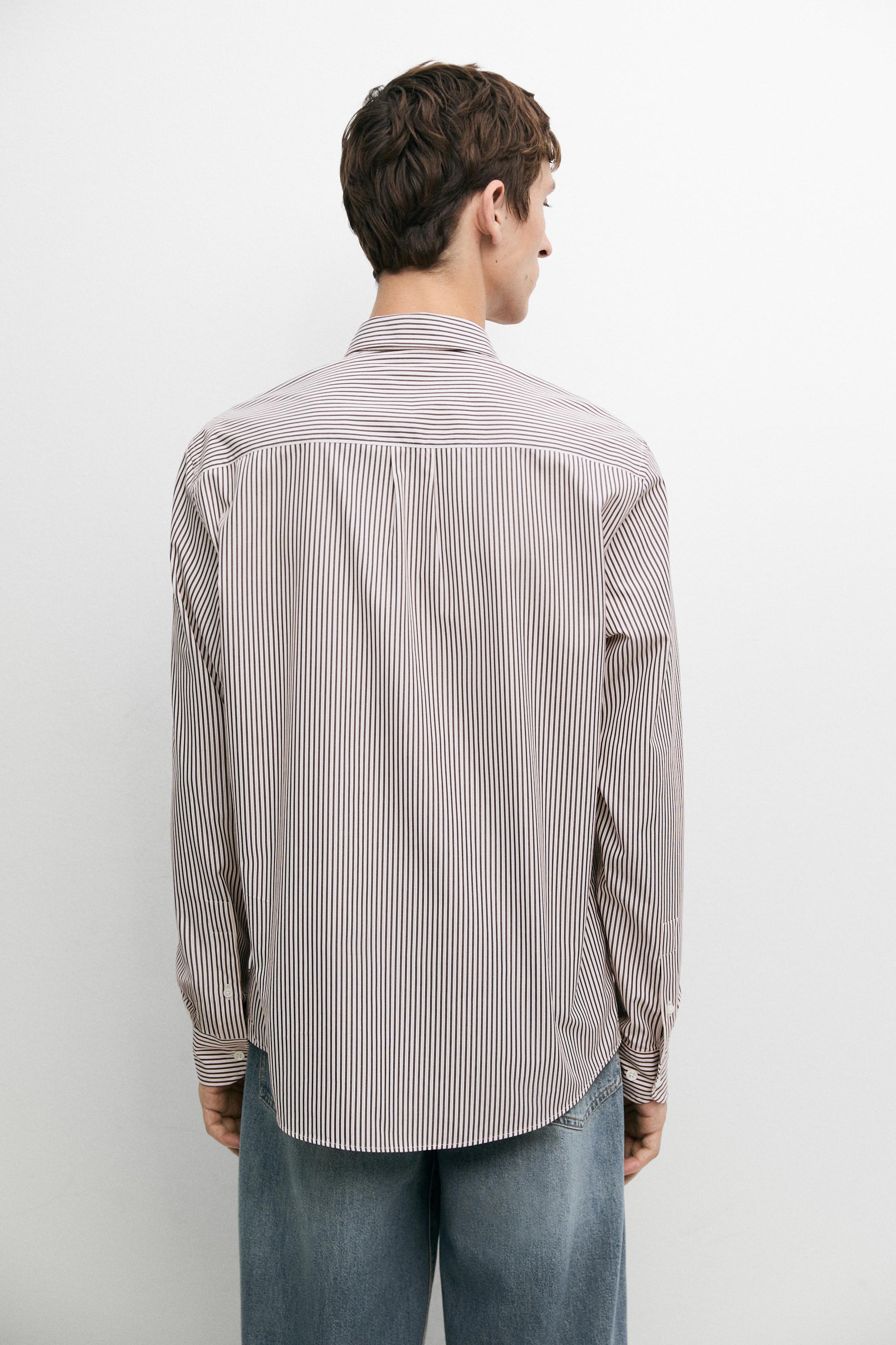 100% cotton regular fit striped shirt — GREEN