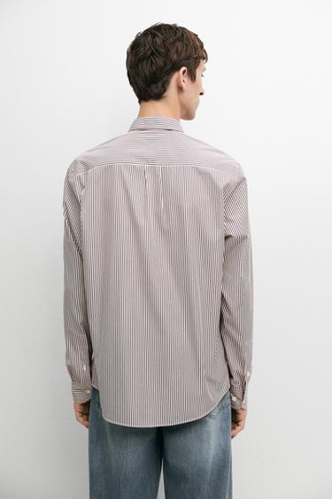 100% cotton regular fit striped shirt — GREEN 5