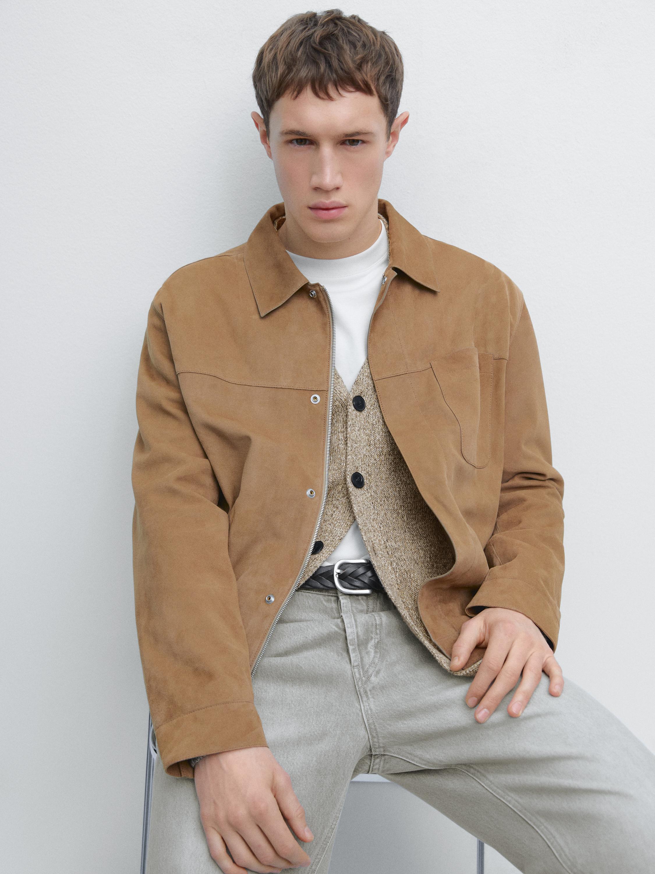 Süet deri cep detaylı ceket