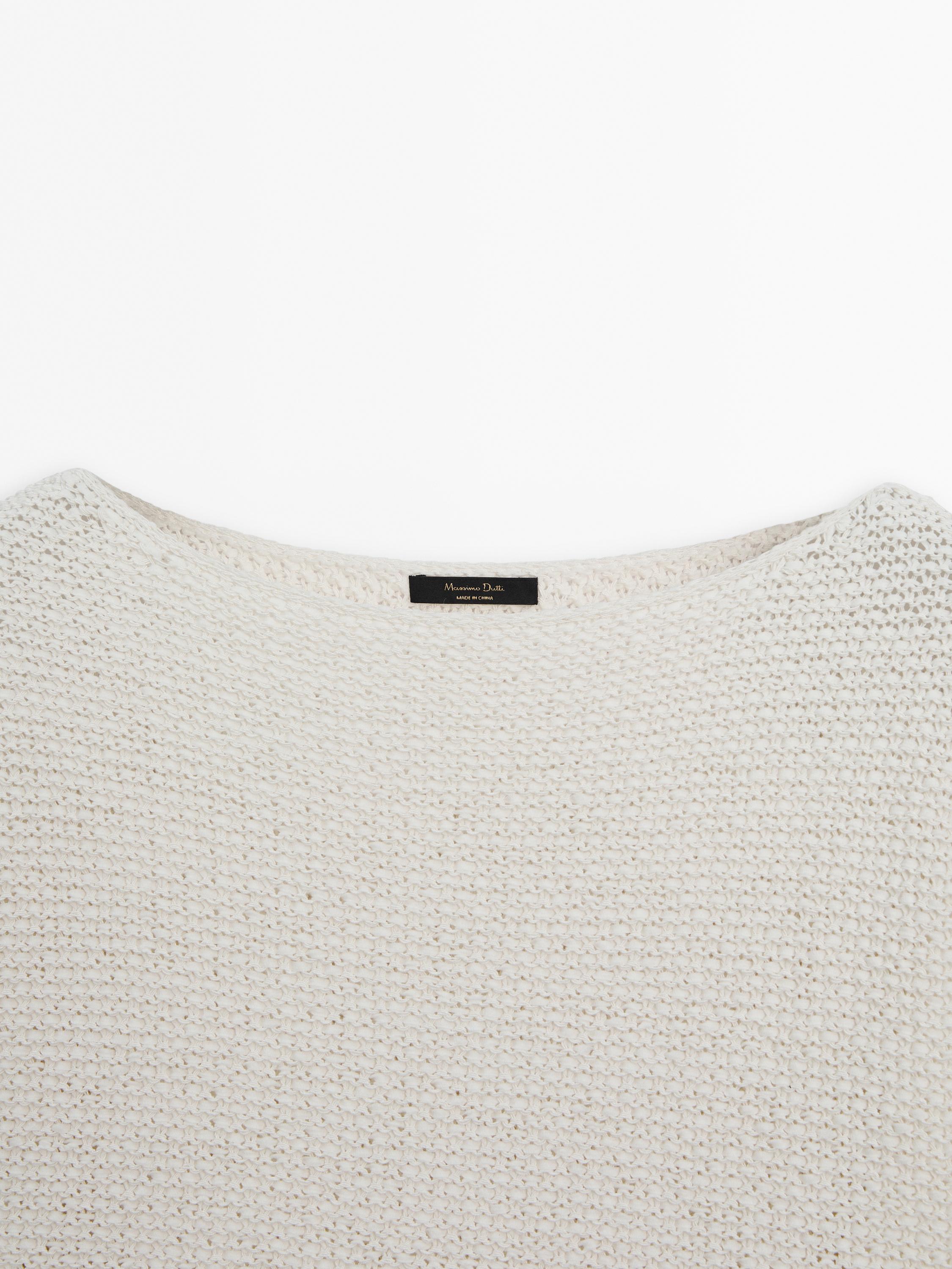 Cotton blend boat neck sweater