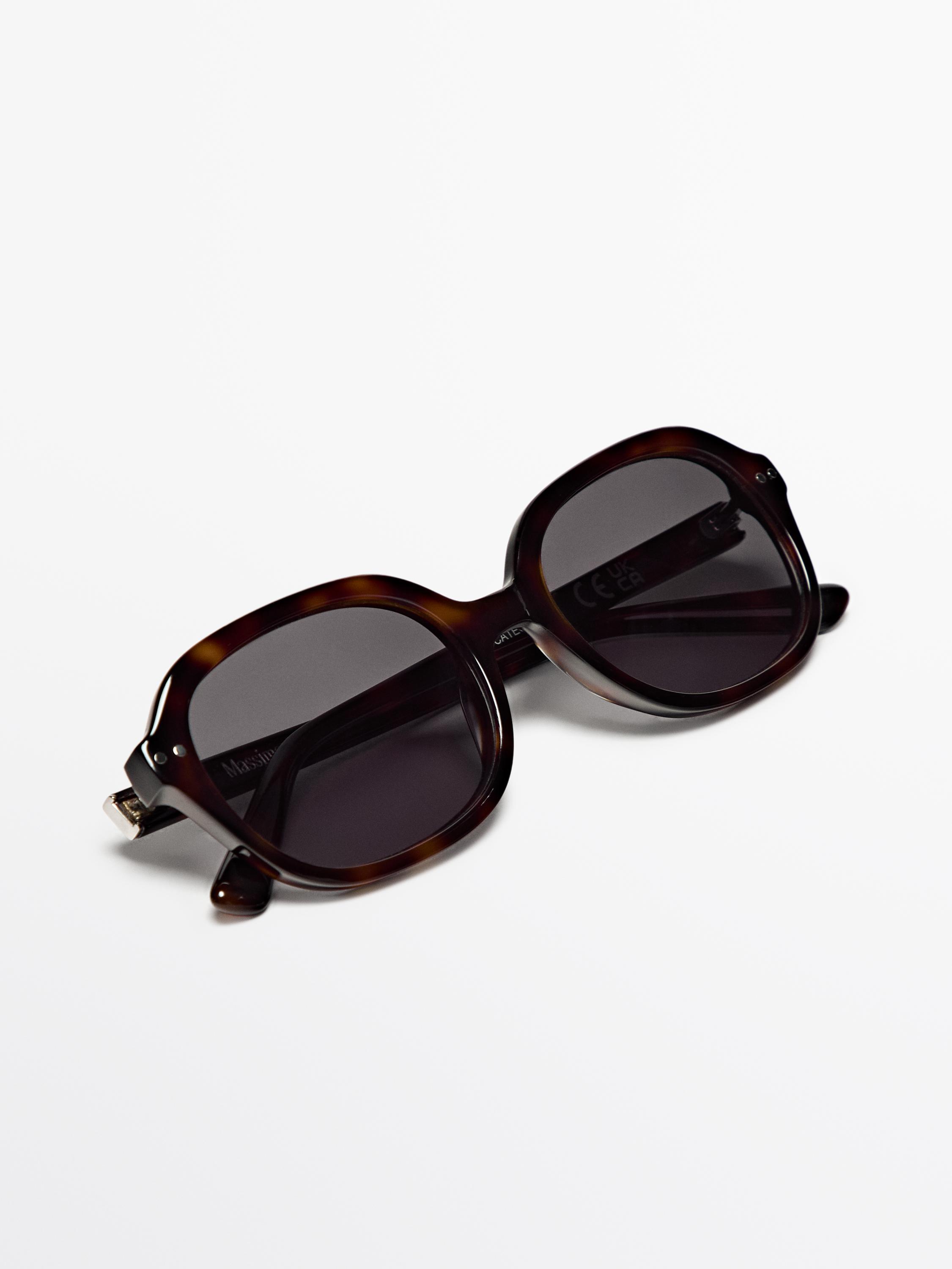 Tortoiseshell-effect oval sunglasses