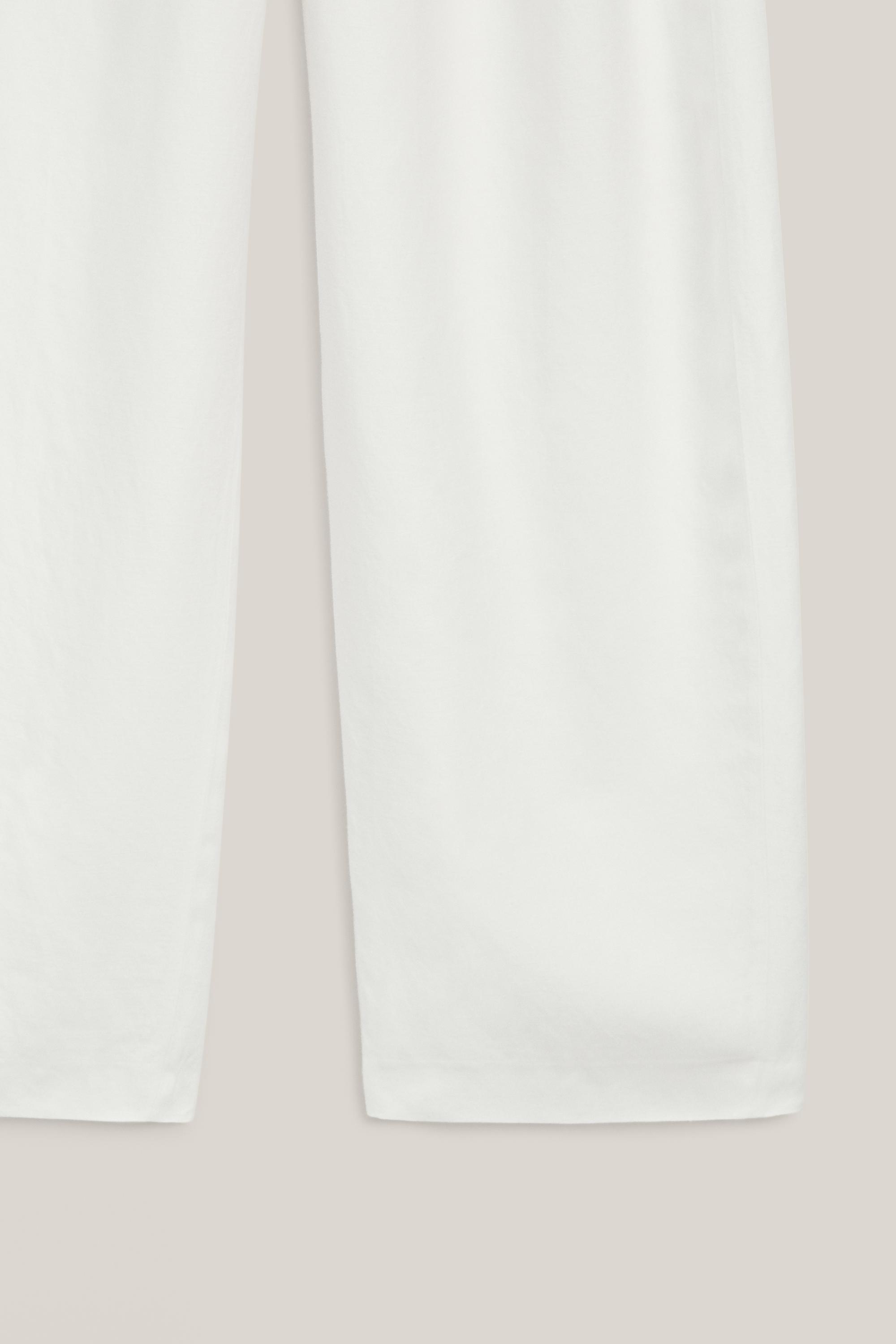 Flowing linen blend trousers with darts - LIMITED EDITION — Off white