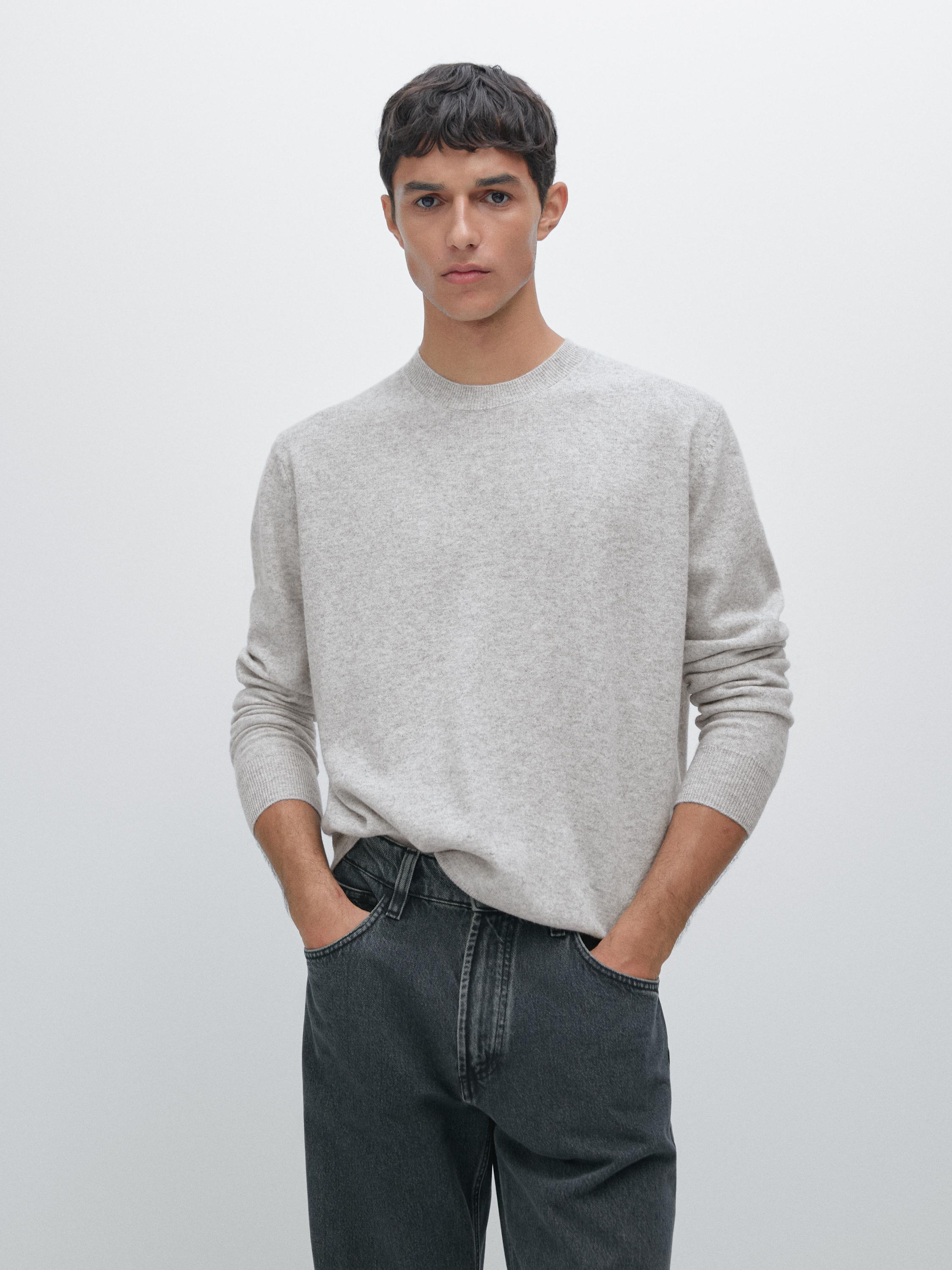 Wool blend crew neck sweater
