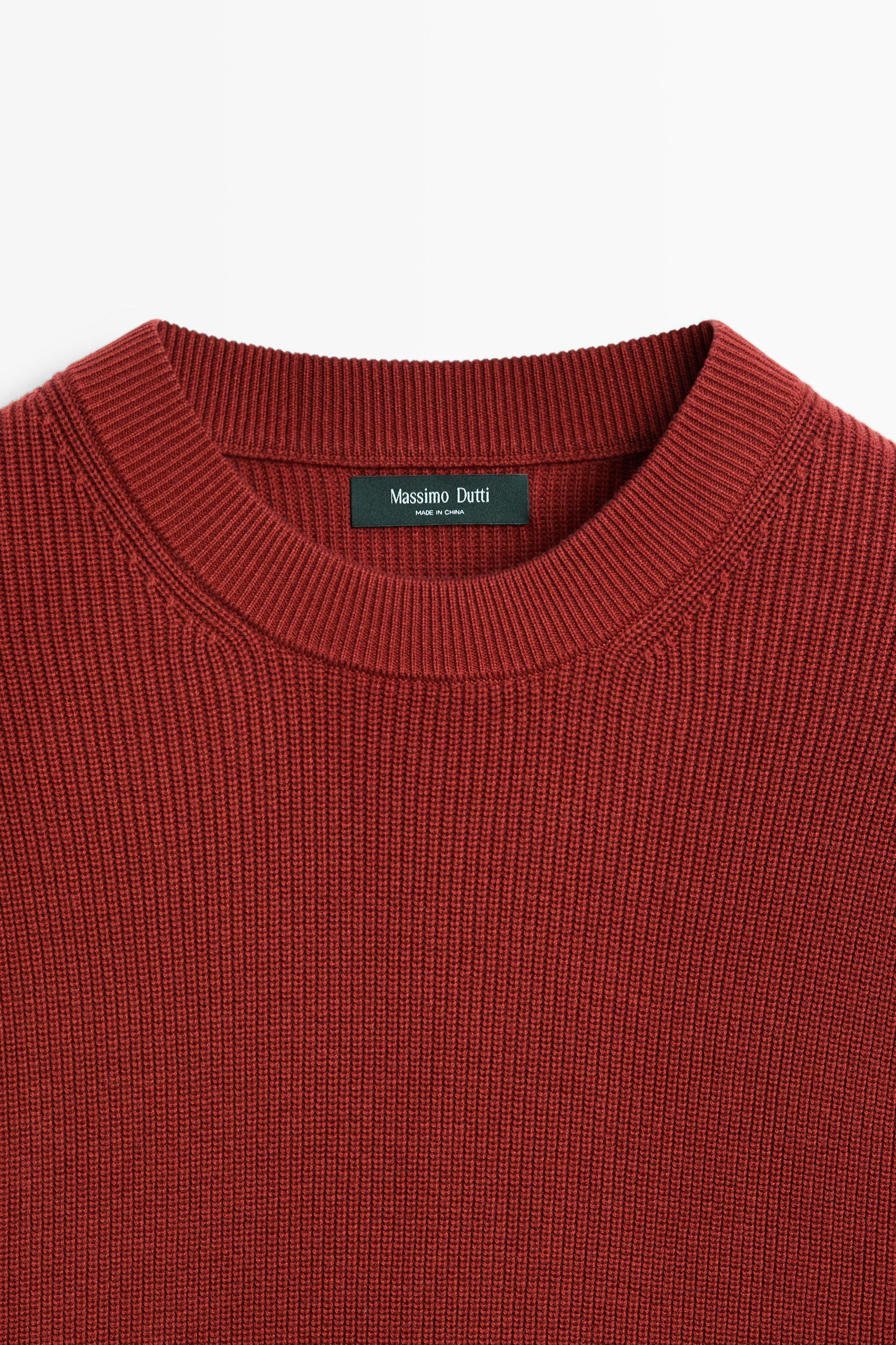 Round neck knit sweater — ORANGE