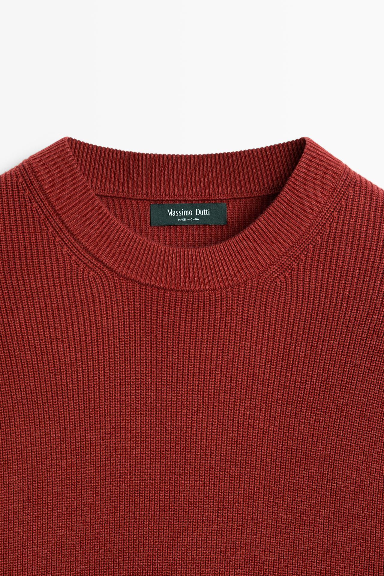 Round neck knit sweater — ORANGE
