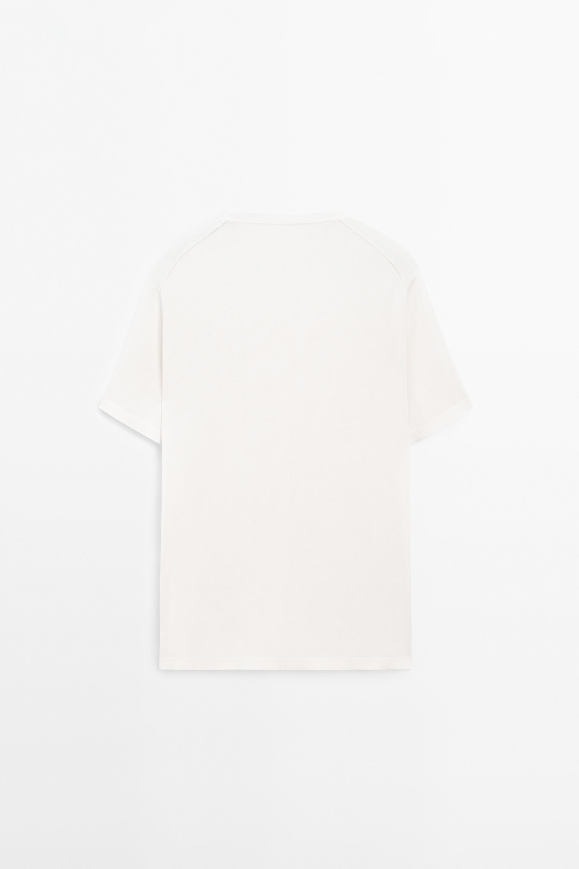 100% cotton short sleeve knit sweater — CREAM
