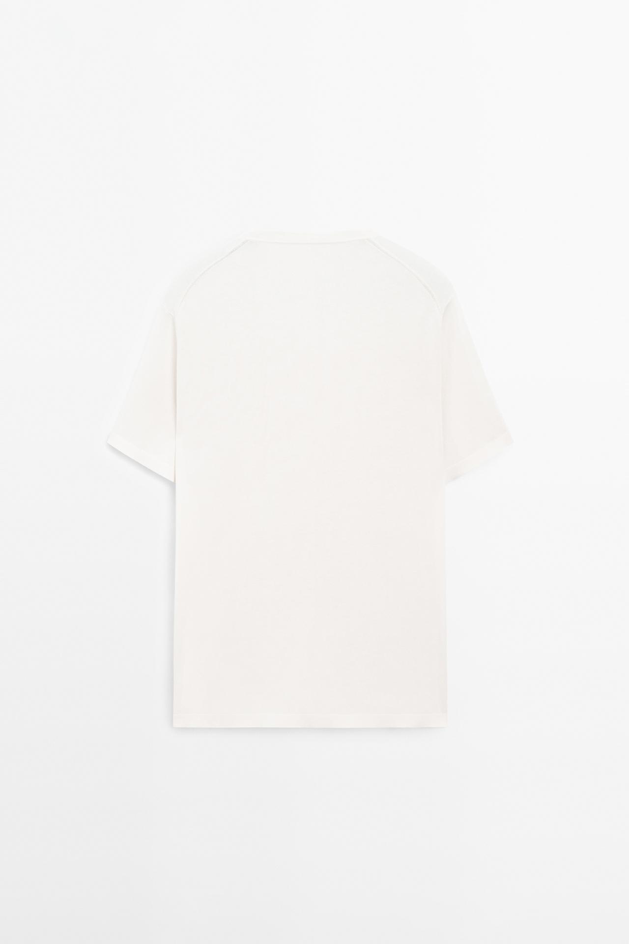 100% cotton short sleeve round neck T-shirt — CREAM