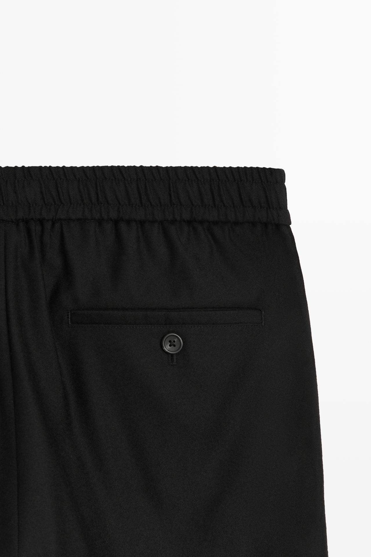 100% wool jogger fit pants — BLACK