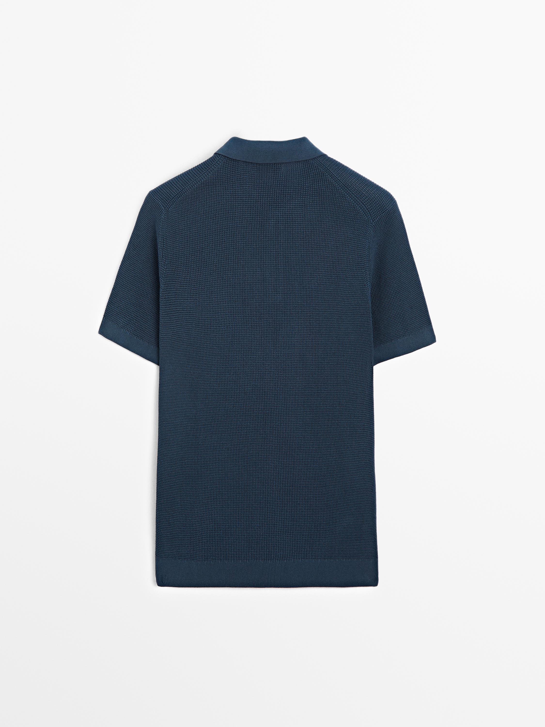 Polo en maille texturée de coton