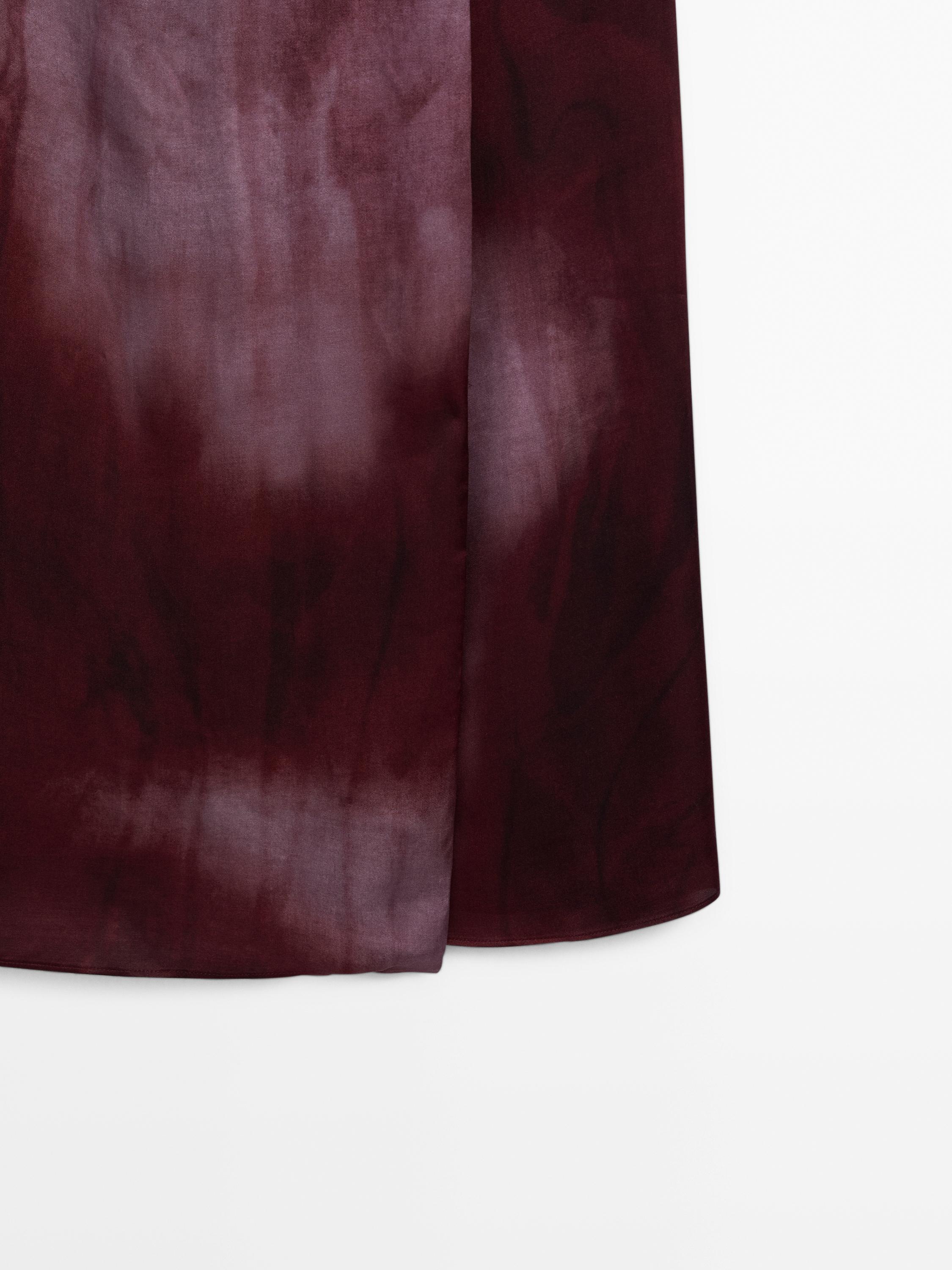 Flowing printed satin dress