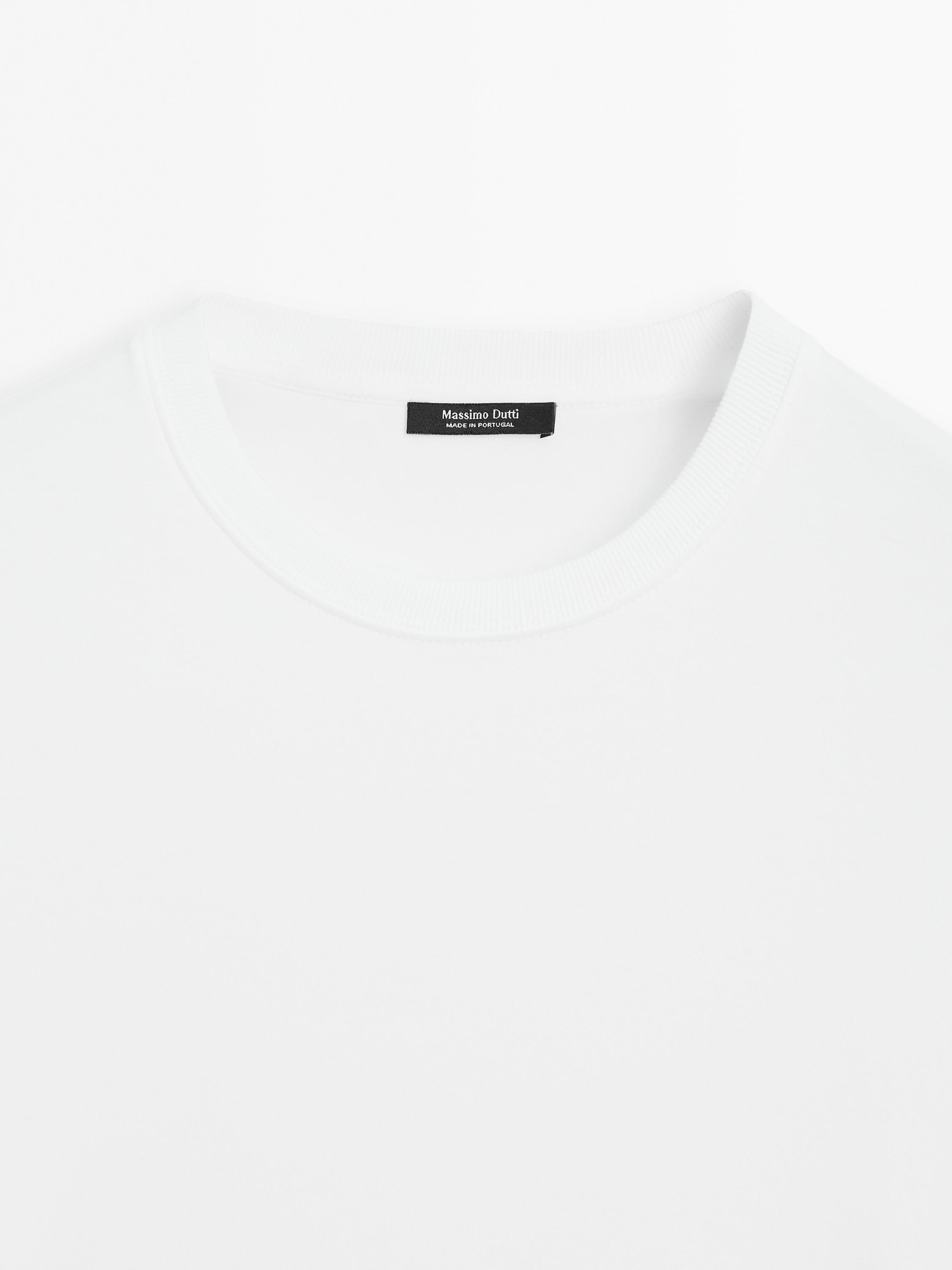 100% cotton interlock long sleeve T-shirt — Off white