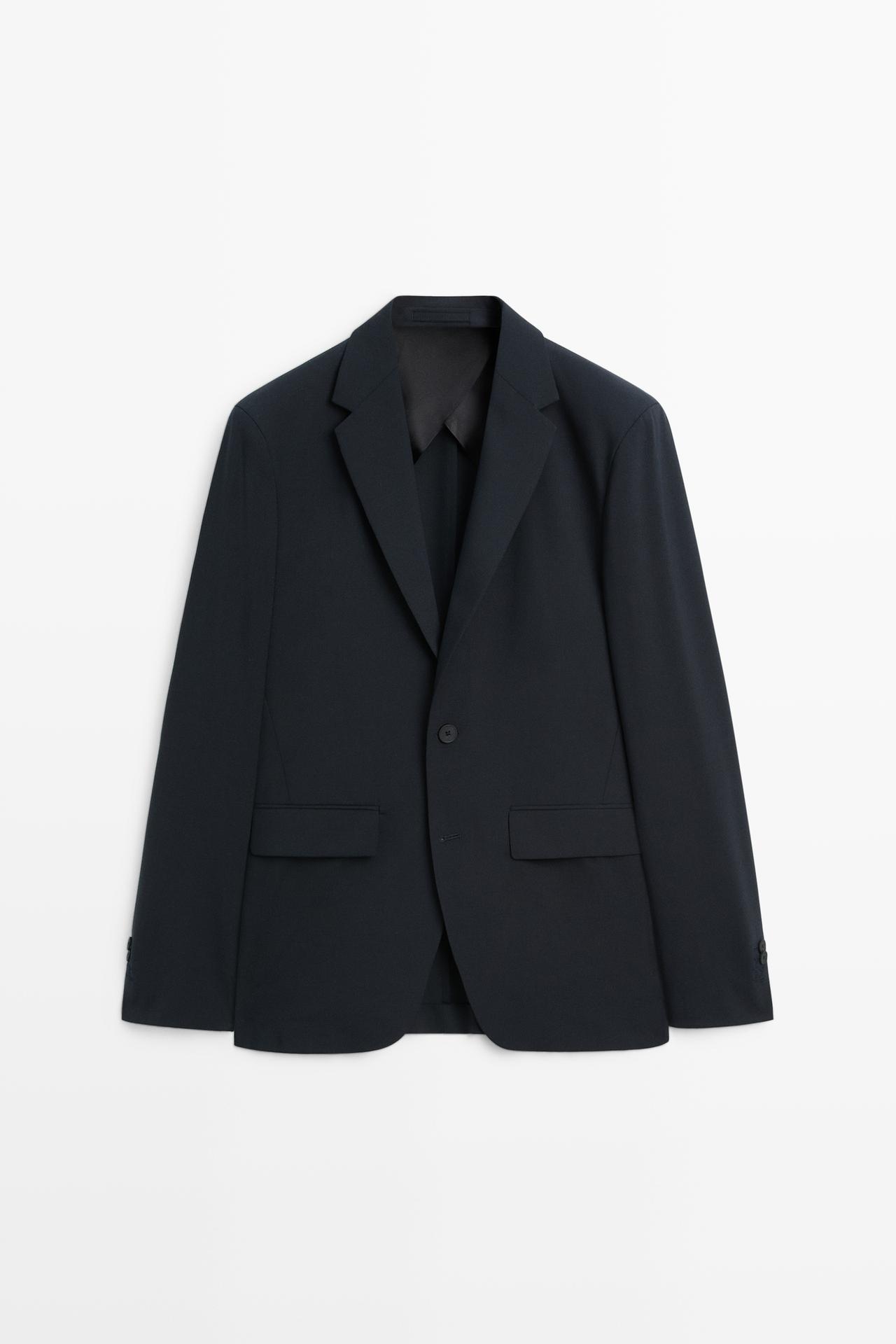 Wool blend suit blazer — NAVY BLUE