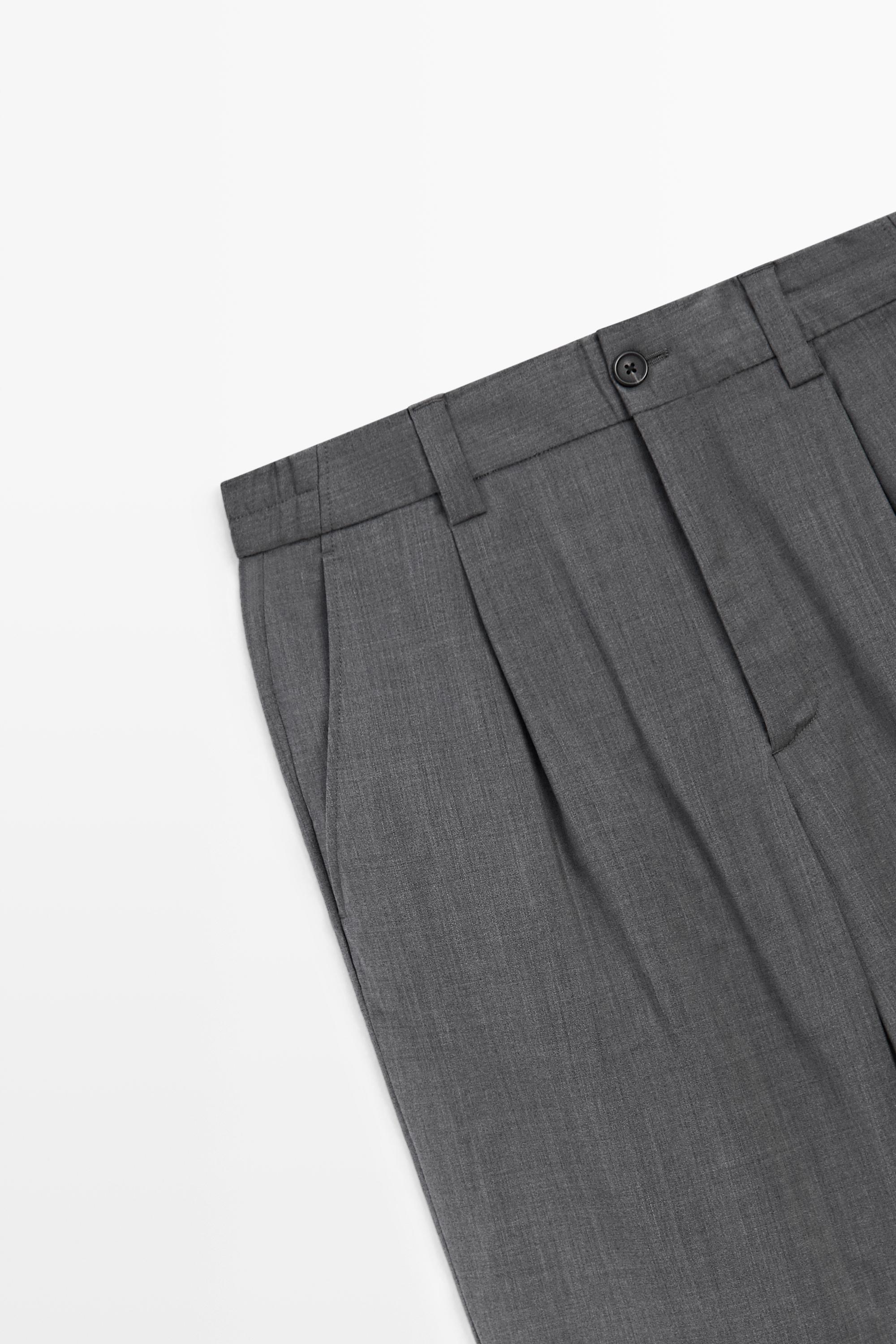 100% wool straight-leg pants — GREY