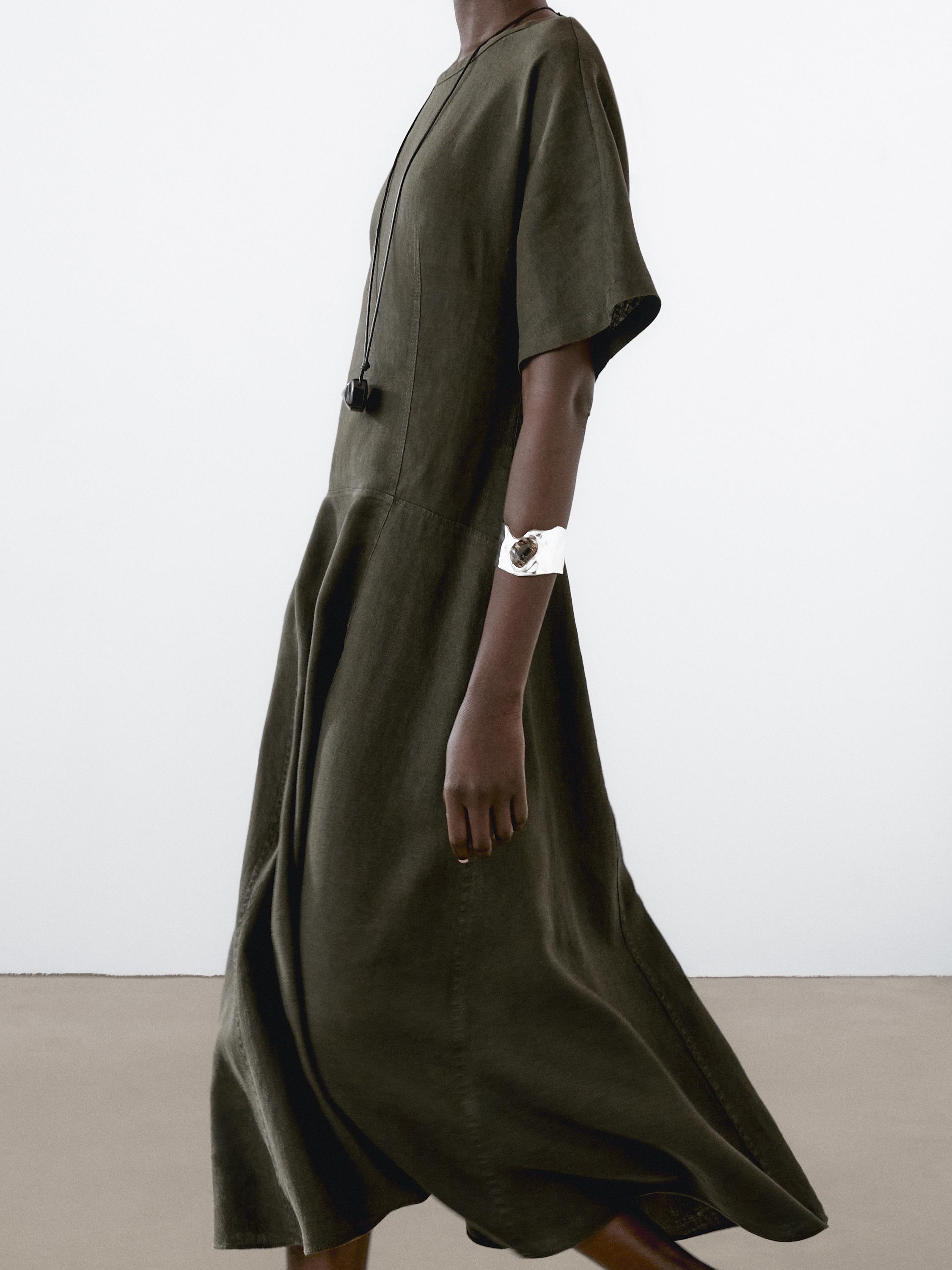 100% linen short sleeve dress