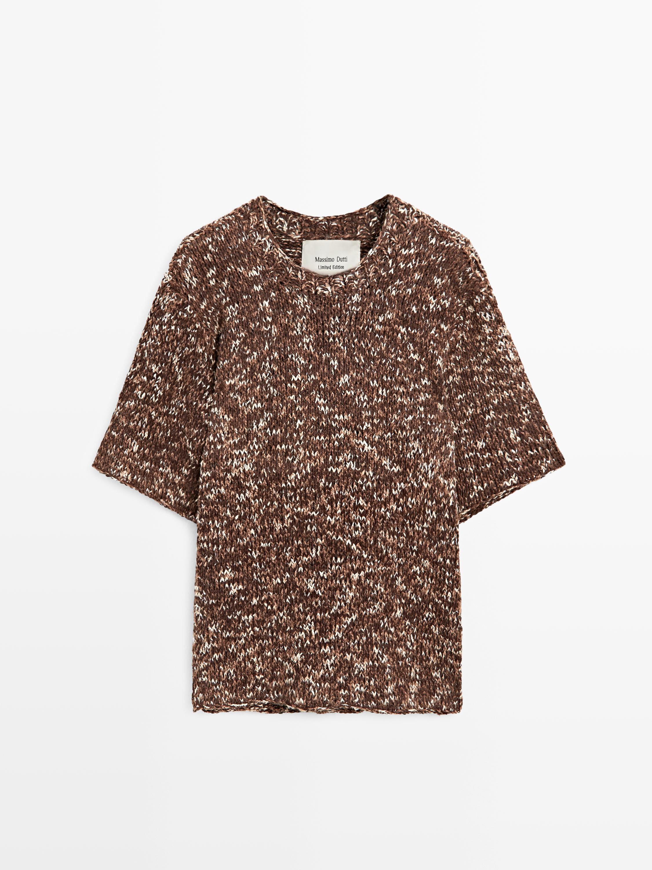 Contrast knit and leather sweater - LIMITED