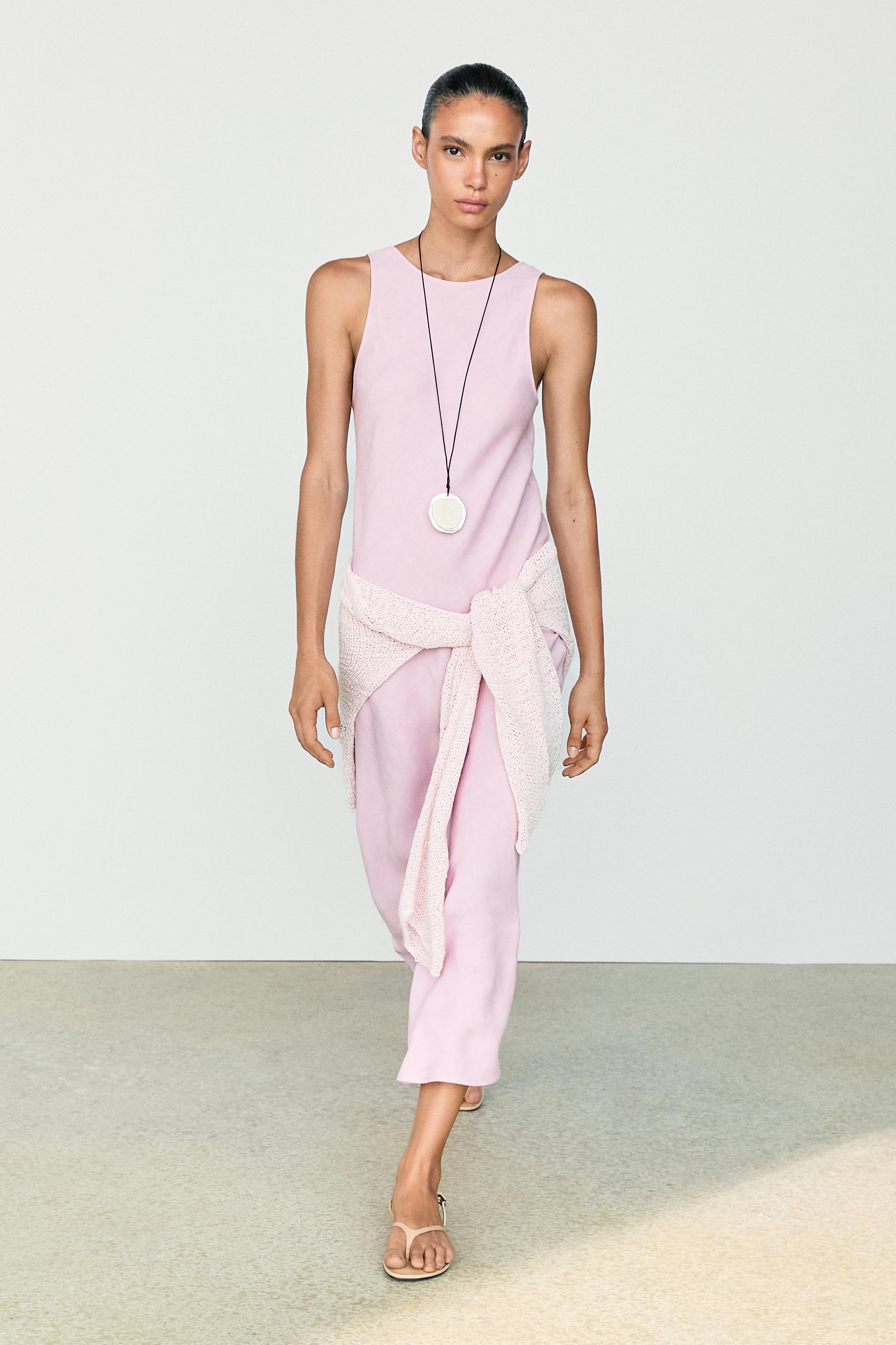 Vestido midi fluido com linho