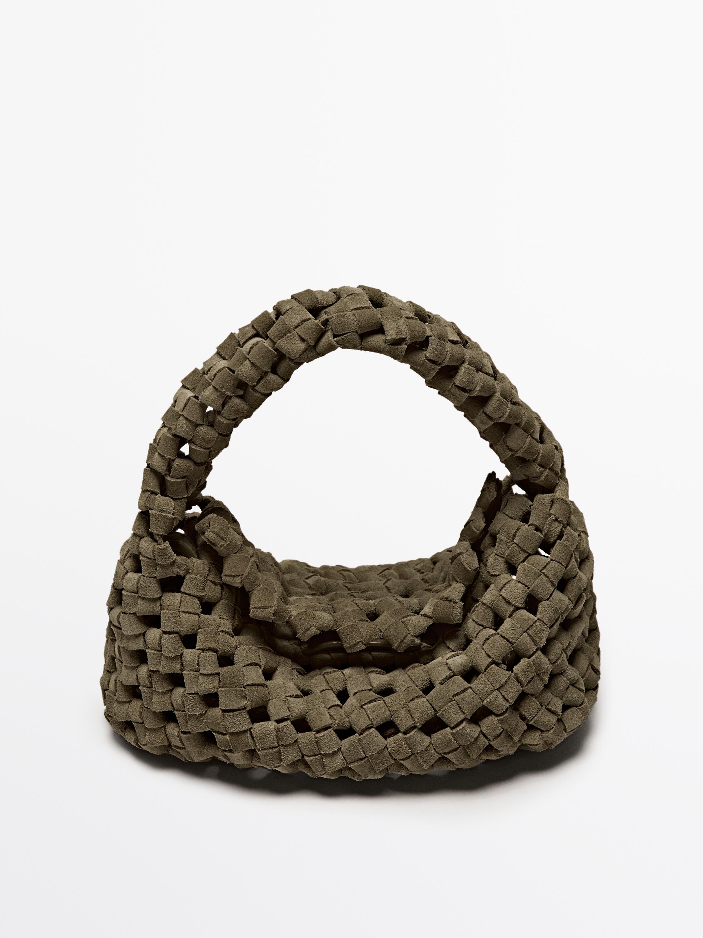 Split suede braided mini bag