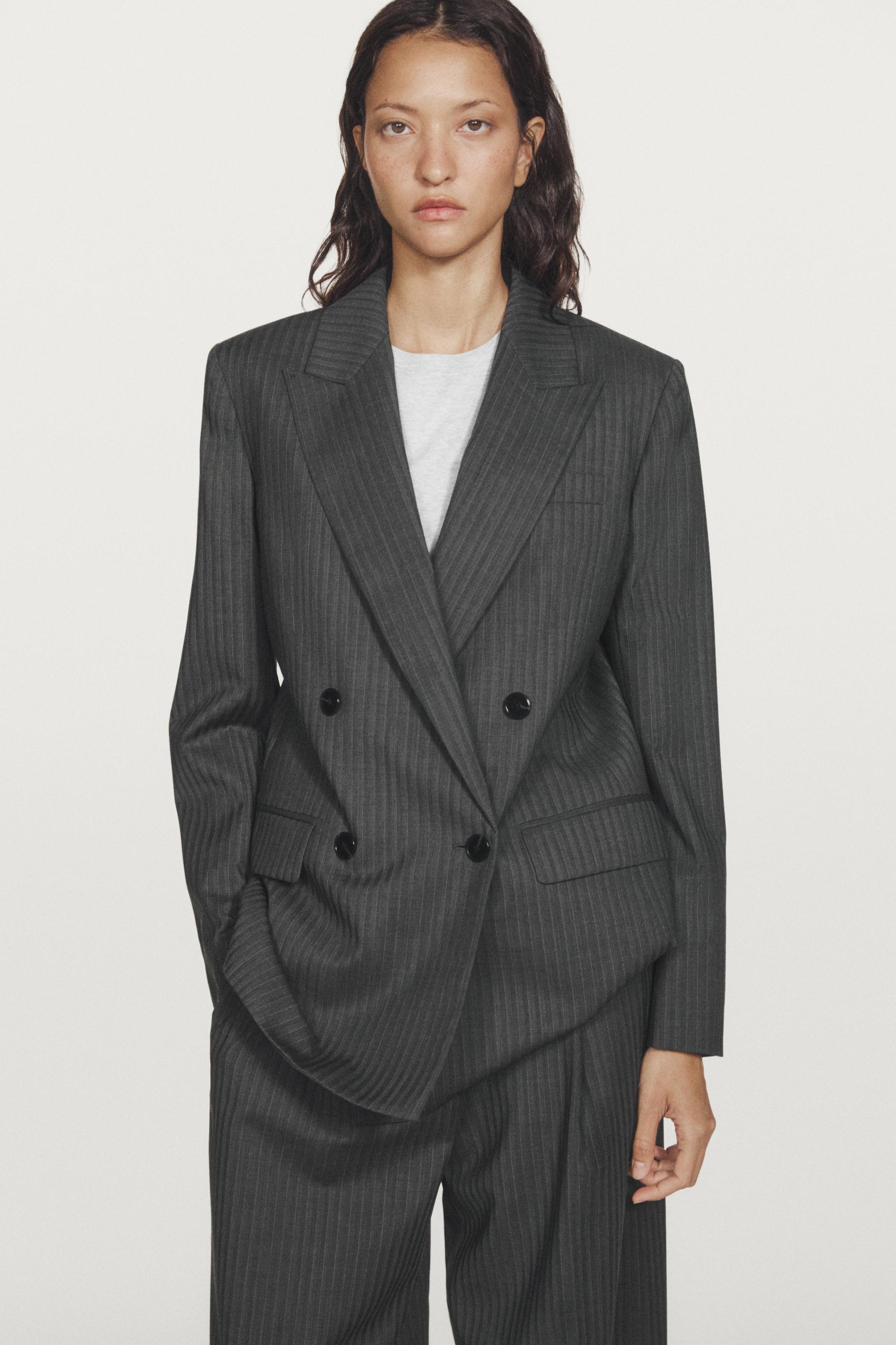 Pinstripe cool wool blend suit blazer