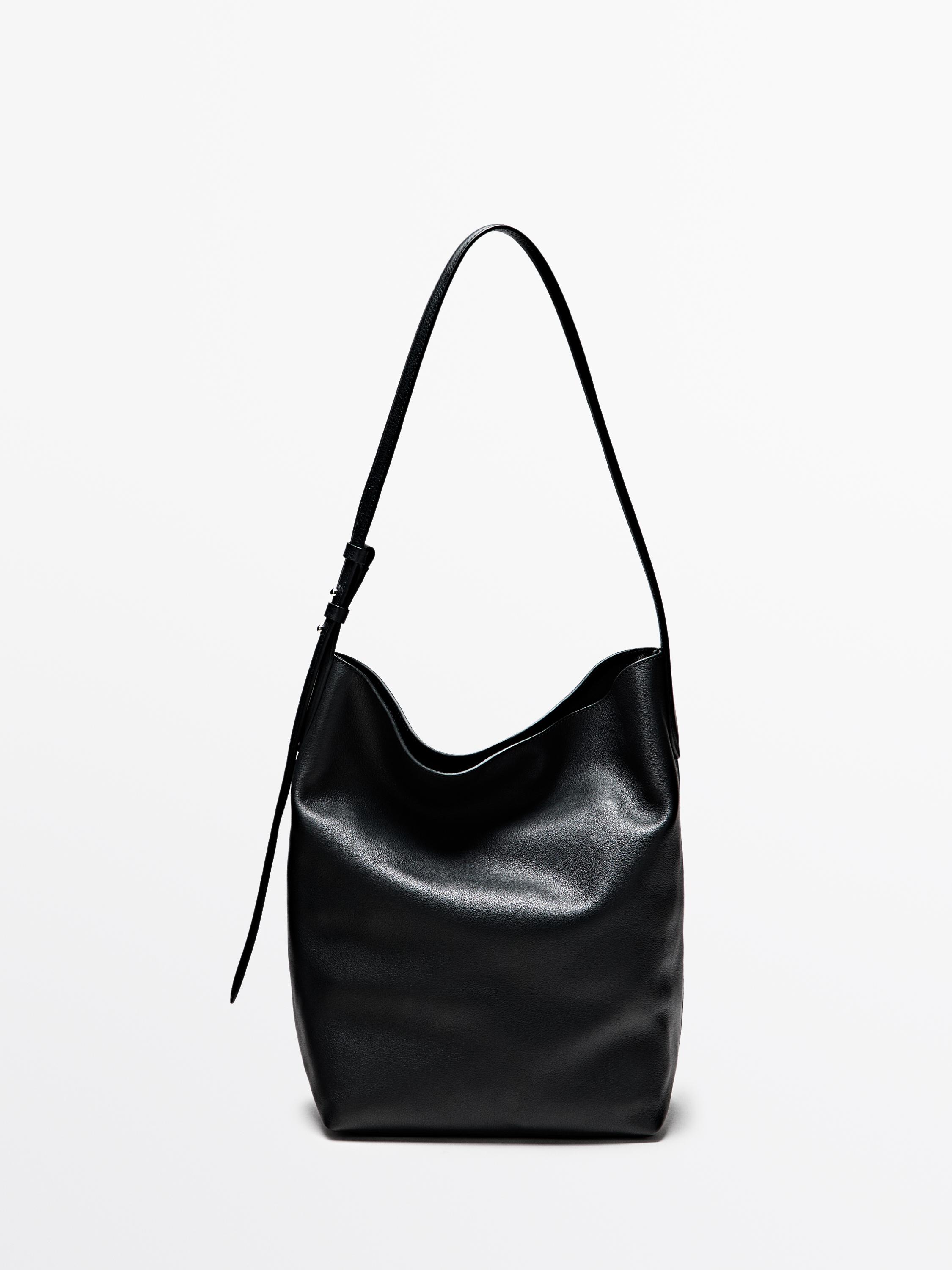 Nappa leather bucket bag — BLACK