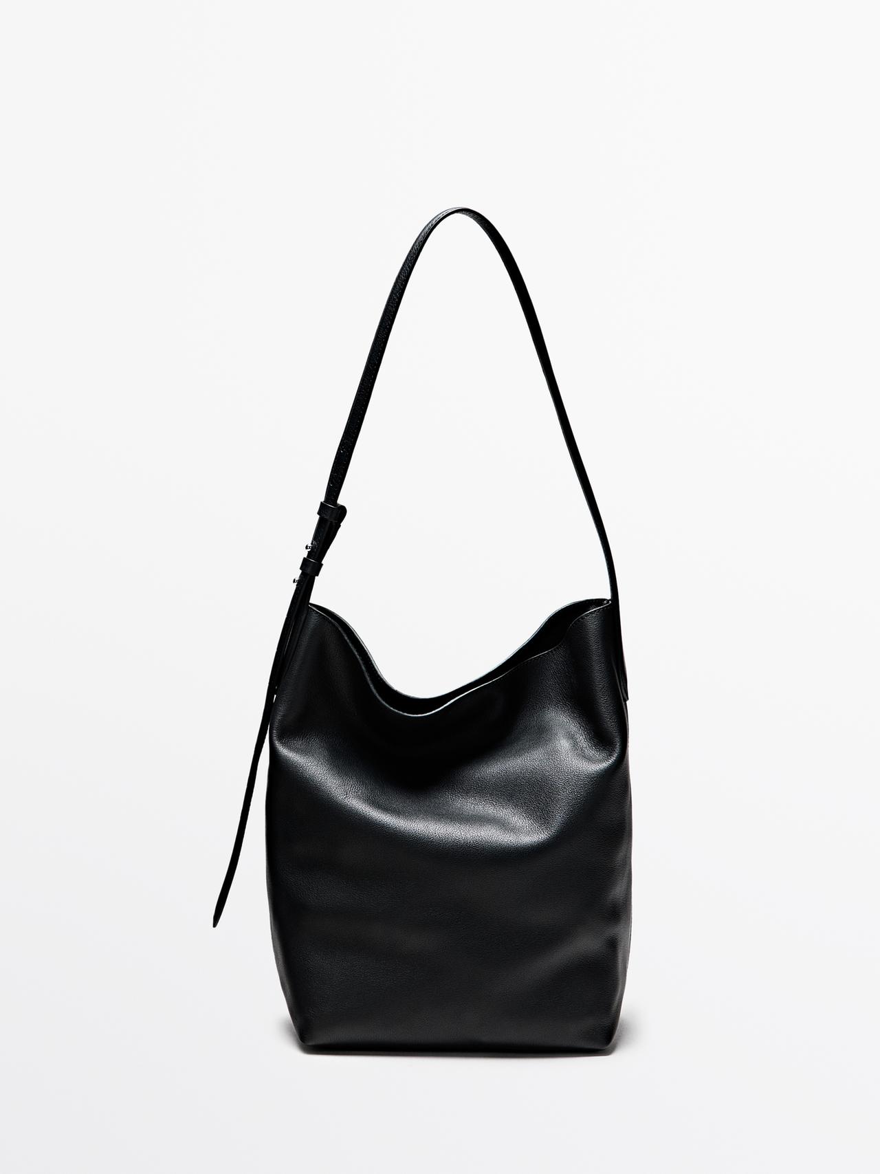 Massimo Dutti - Dame - Bucket Bag I Nappaskind - Sort - 01