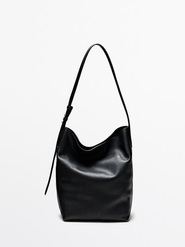 Medium nappa leather bucket bag — BLACK 2