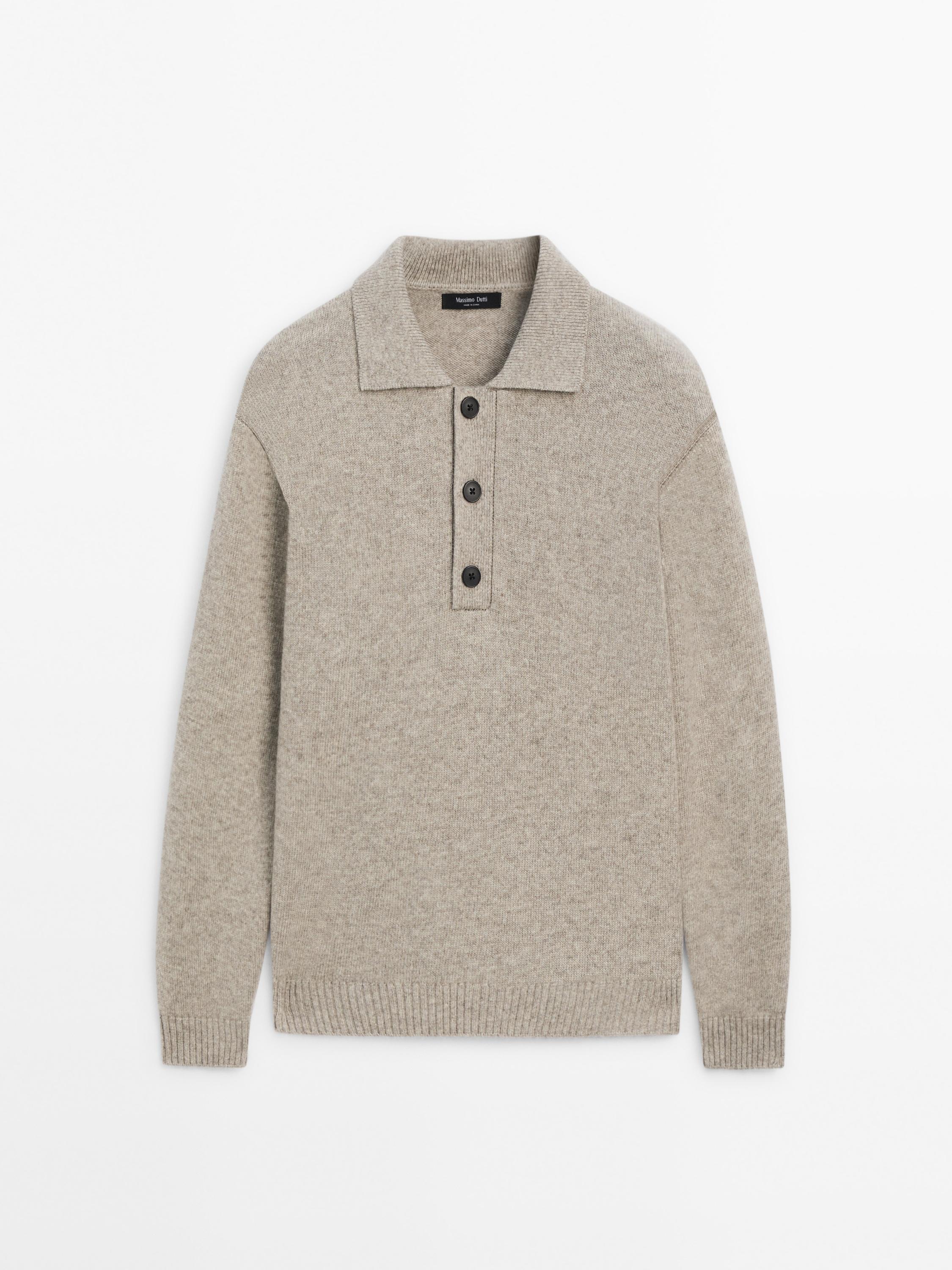 Lightweight knit polo collar sweater