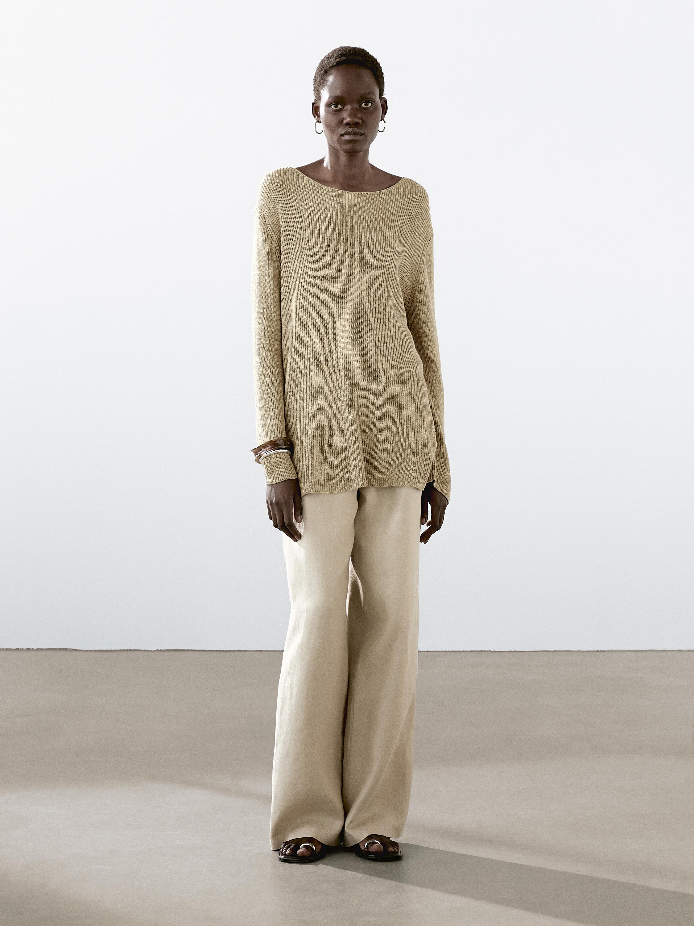 Cotton blend knit sweater