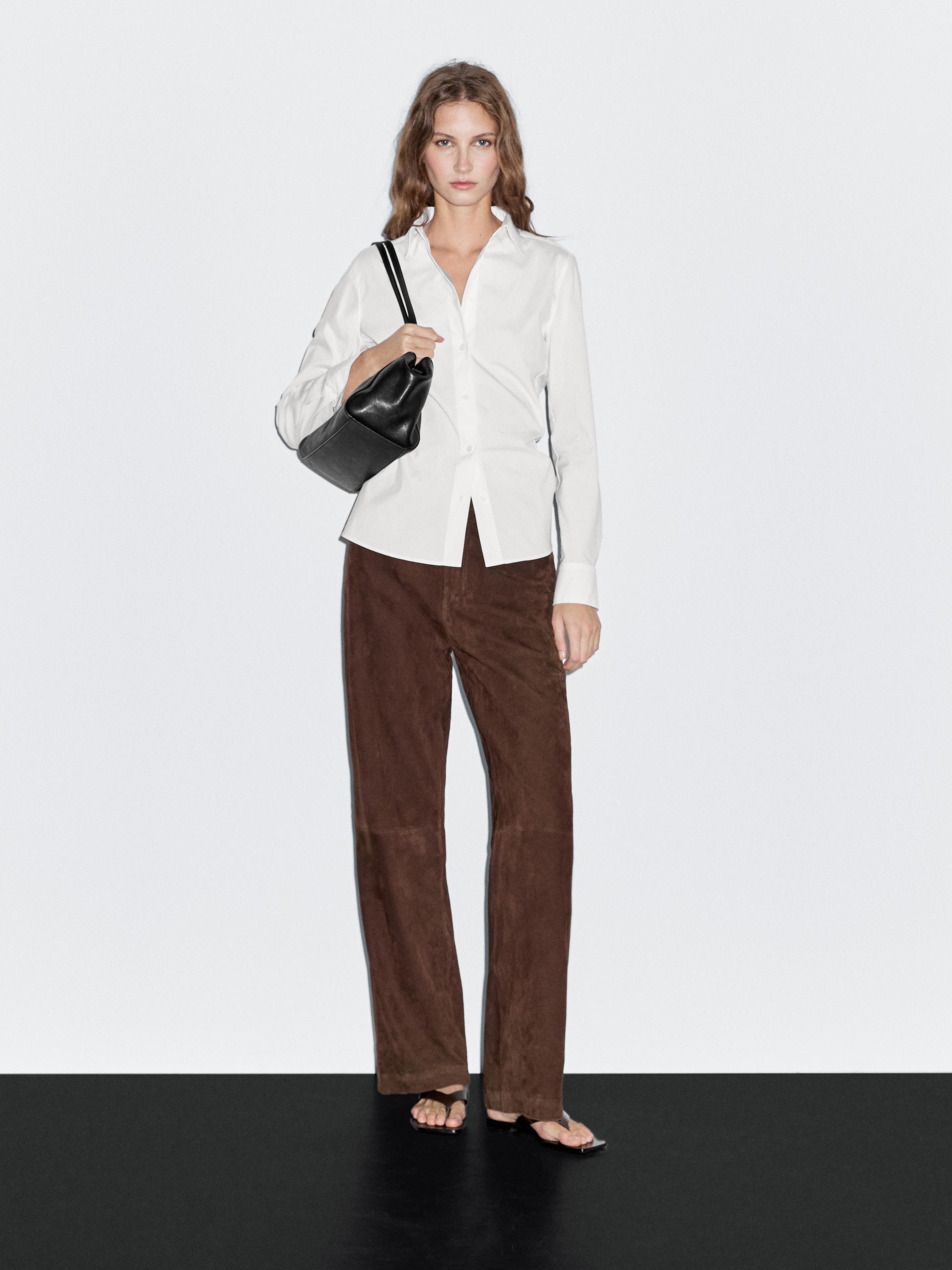 Cotton blend stretch shirt — WHITE