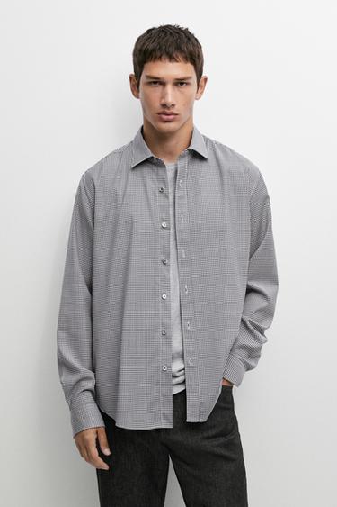 100% wool regular fit check shirt — NAVY BLUE 3