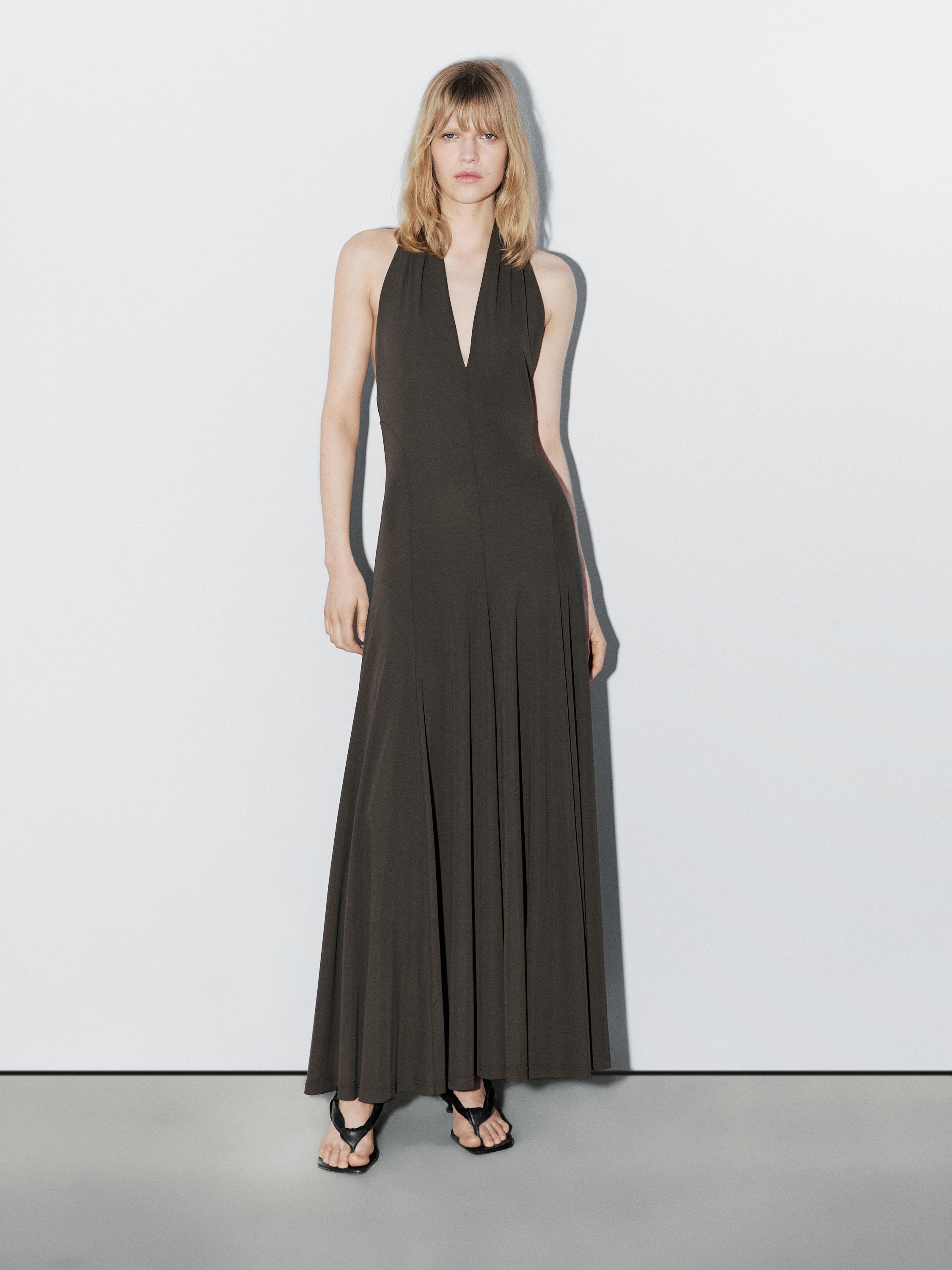 Vestit llarg fluid coll hàlter - STUDIO
