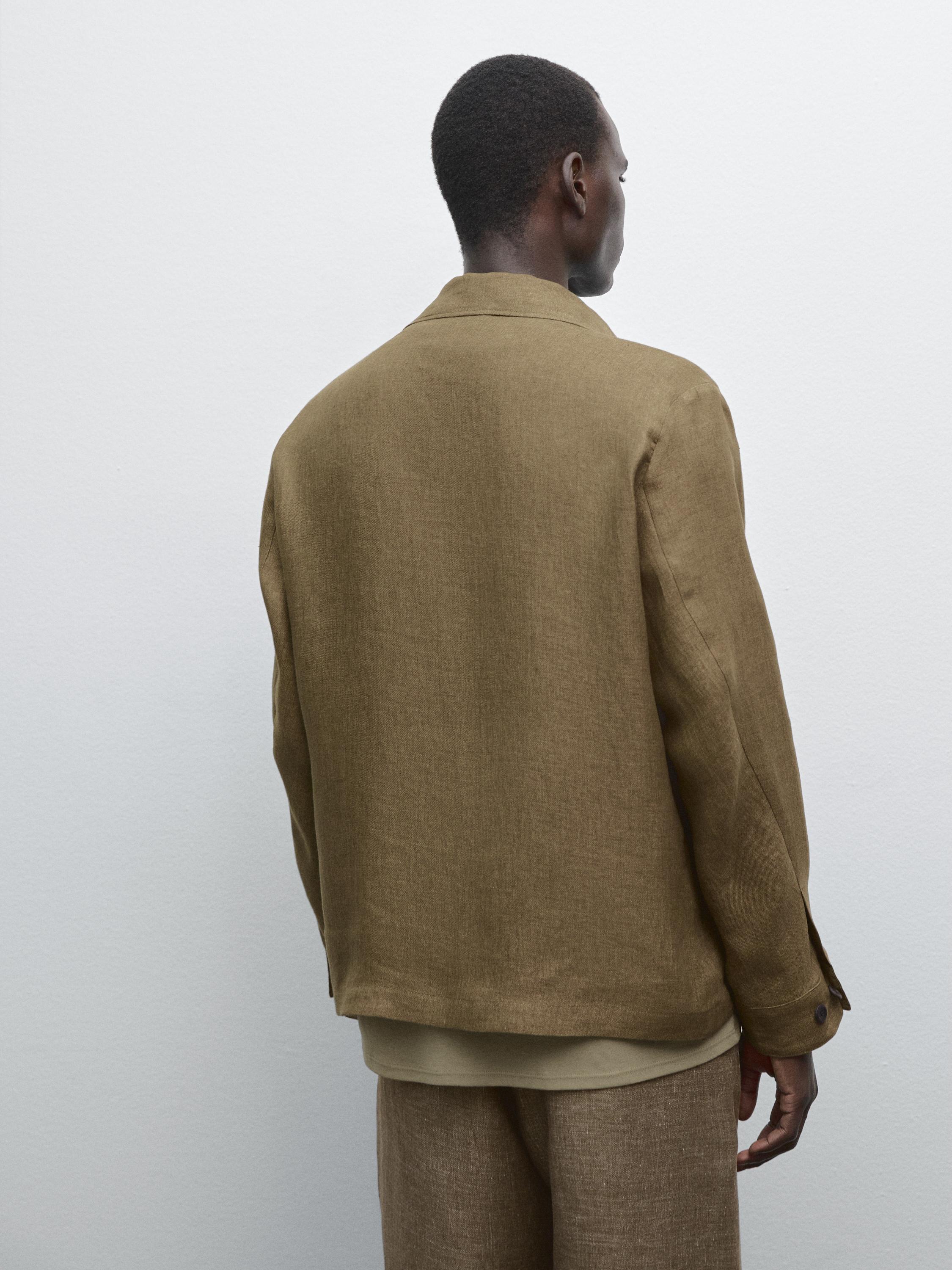 100% linen overshirt with pockets