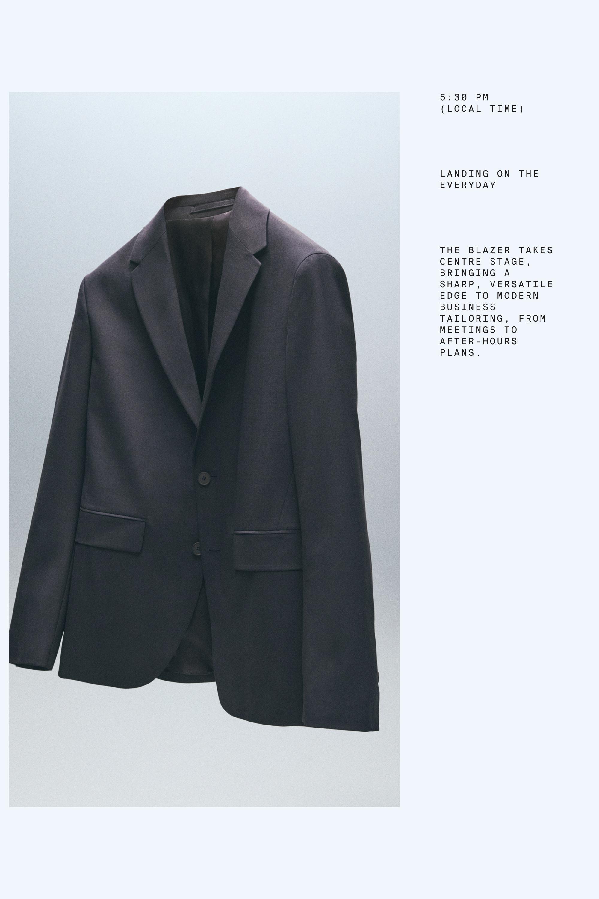 Wool blend suit blazer — NAVY BLUE
