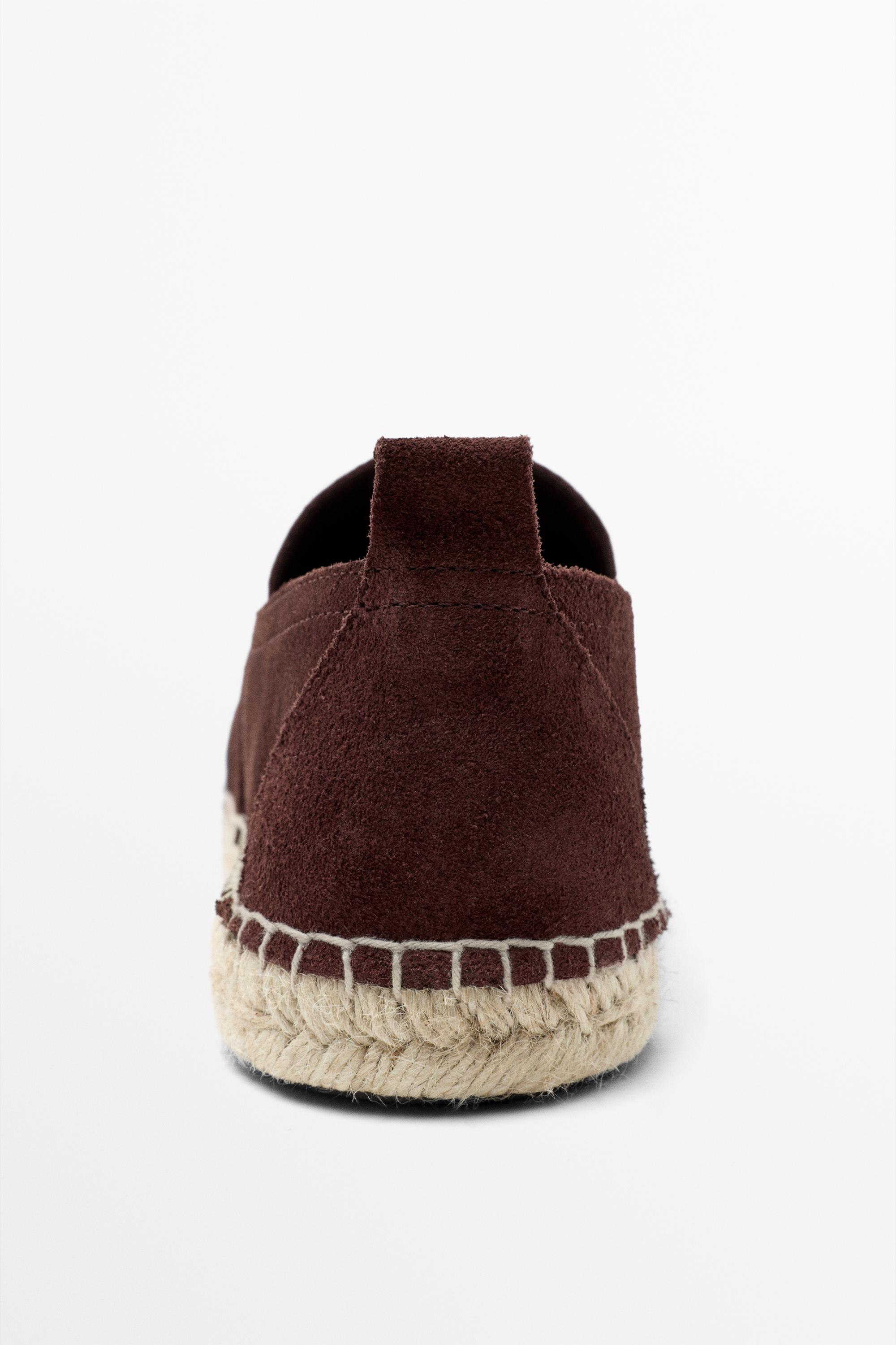 Leather espadrilles with moc toe — BURGUNDY