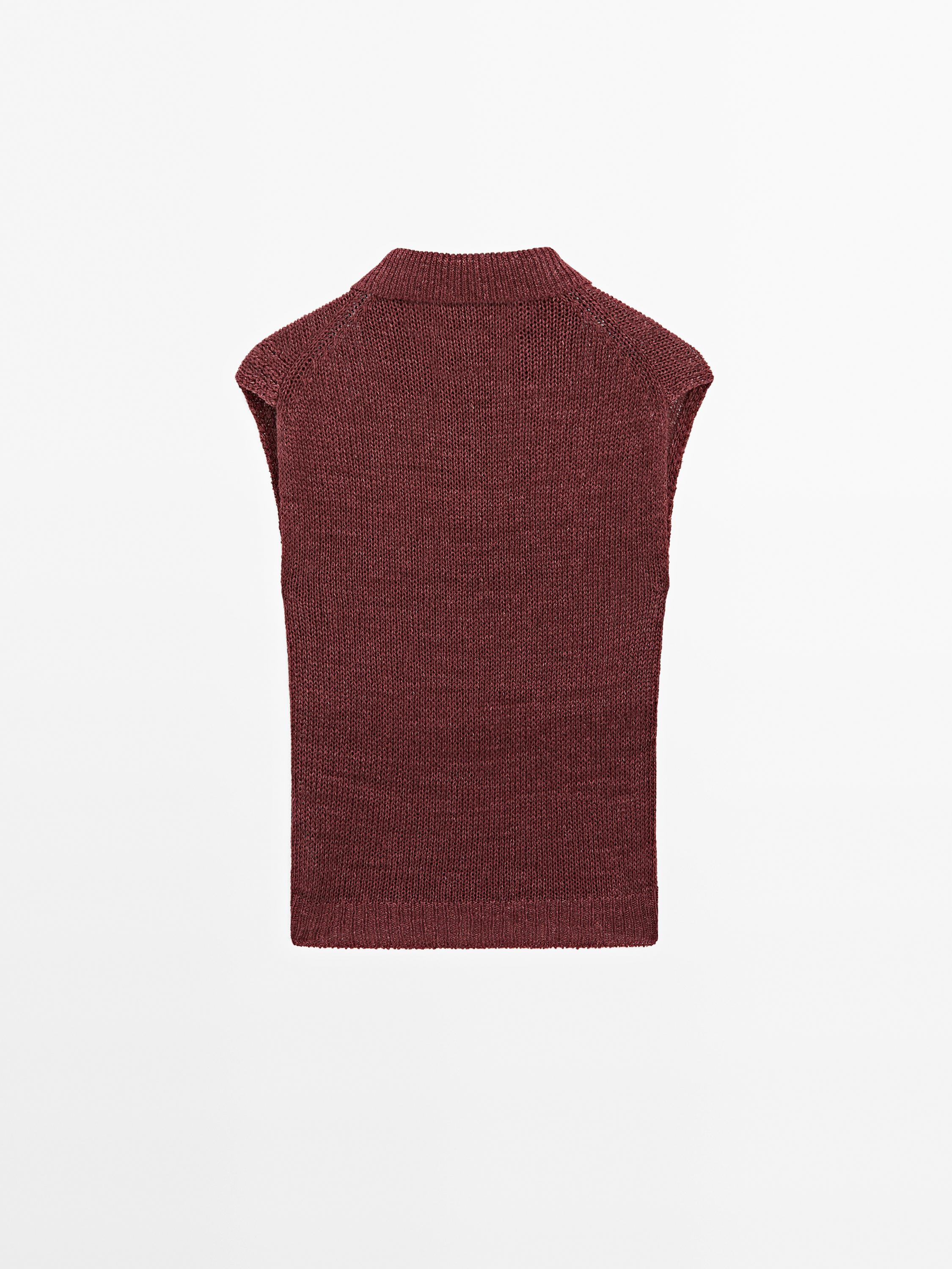 100% linen faded-effect knit top
